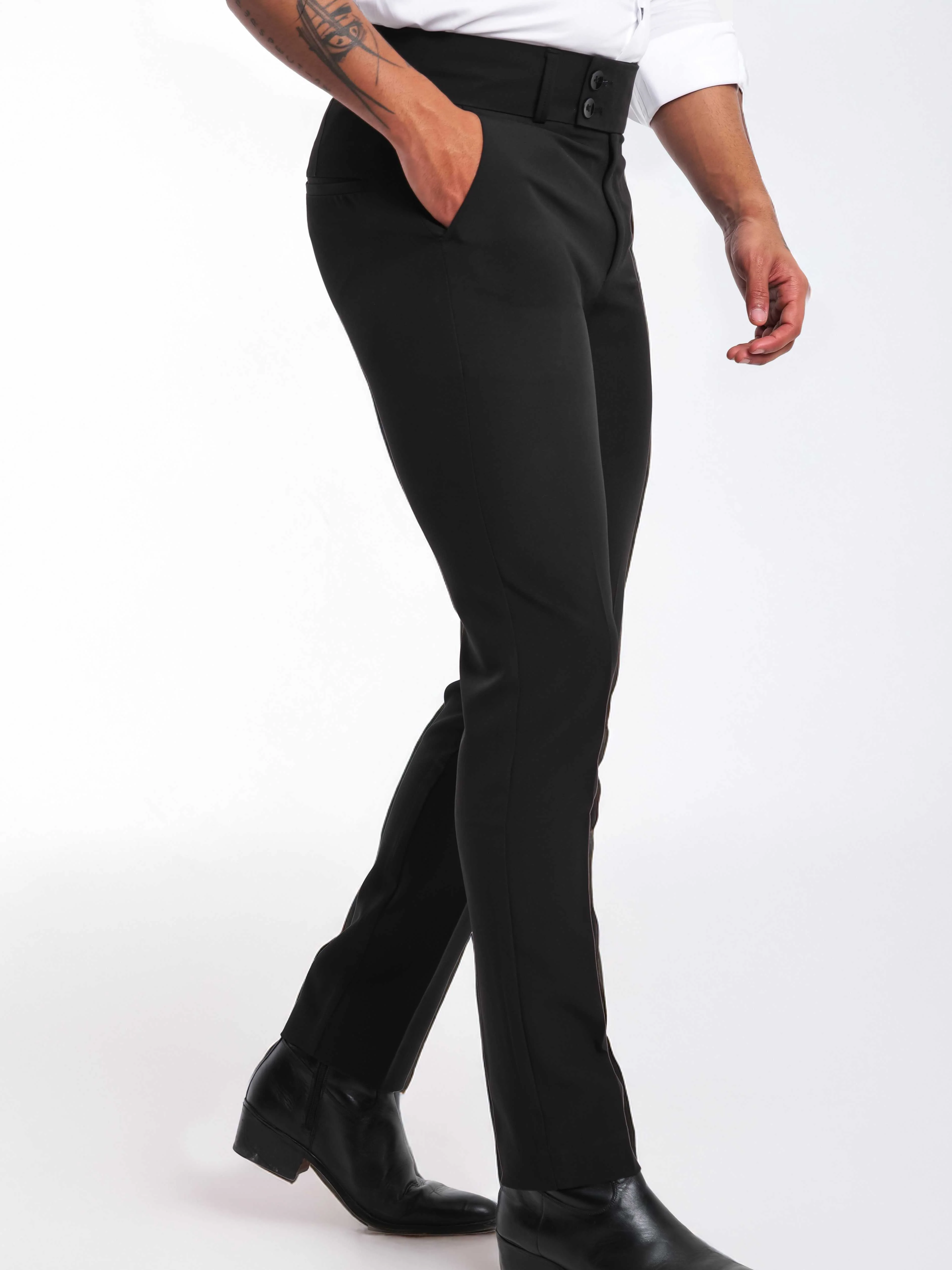 Foomer Designer Dark Black Trouser Pant For Men's - Image 3