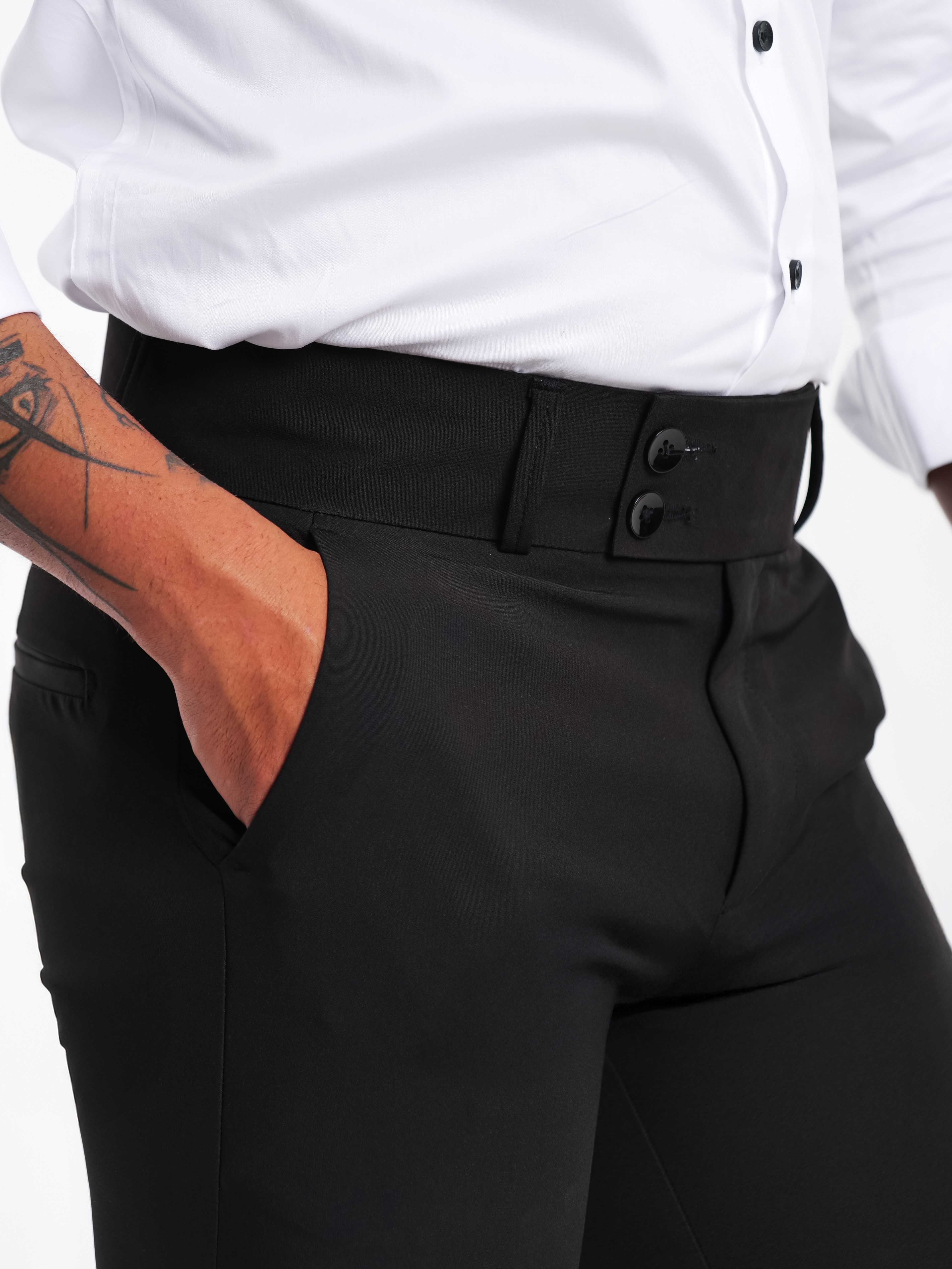 Foomer Designer Dark Black Trouser Pant For Men's - Image 4