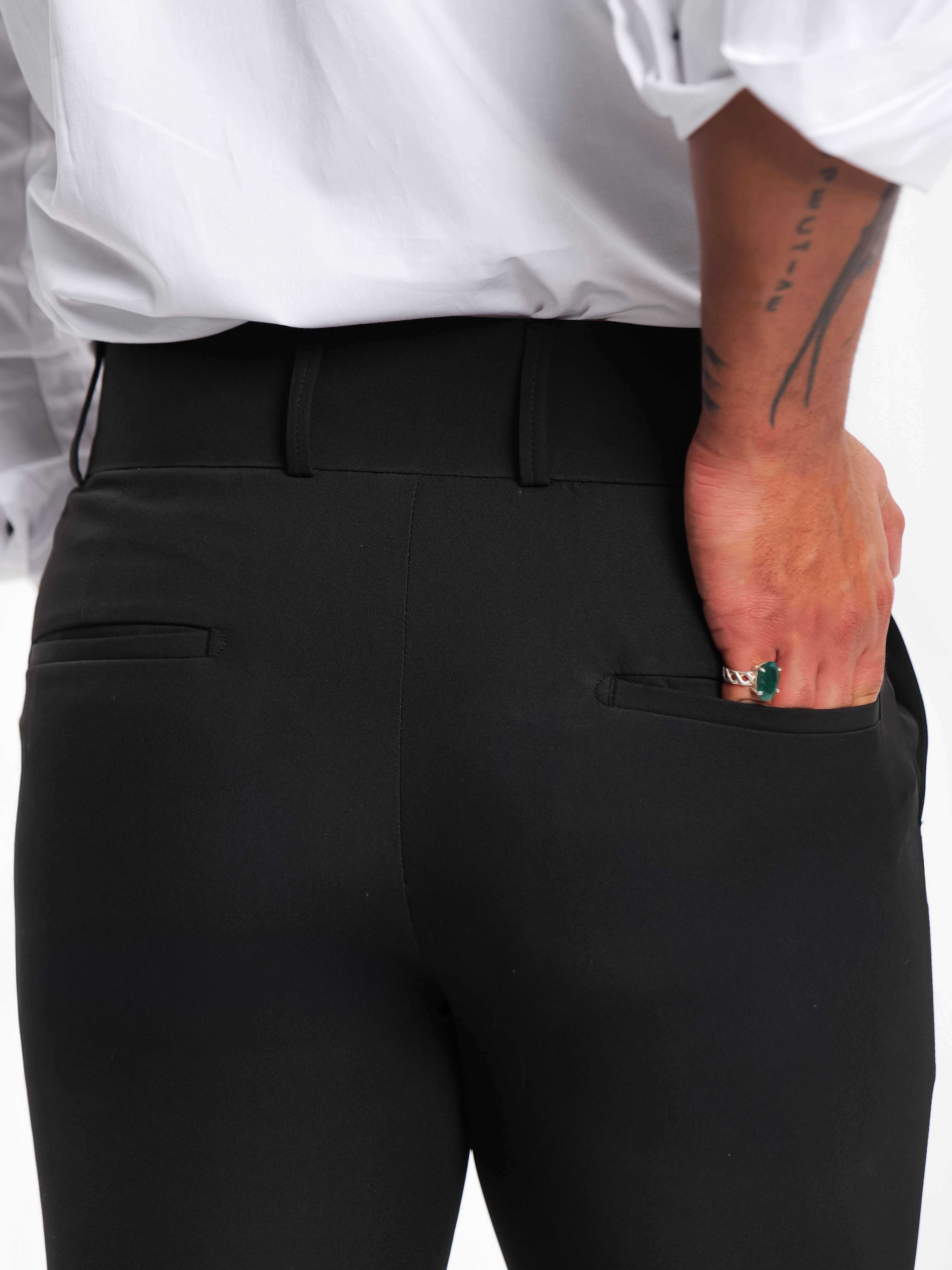 Foomer Designer Dark Black Trouser Pant For Men's - Image 6