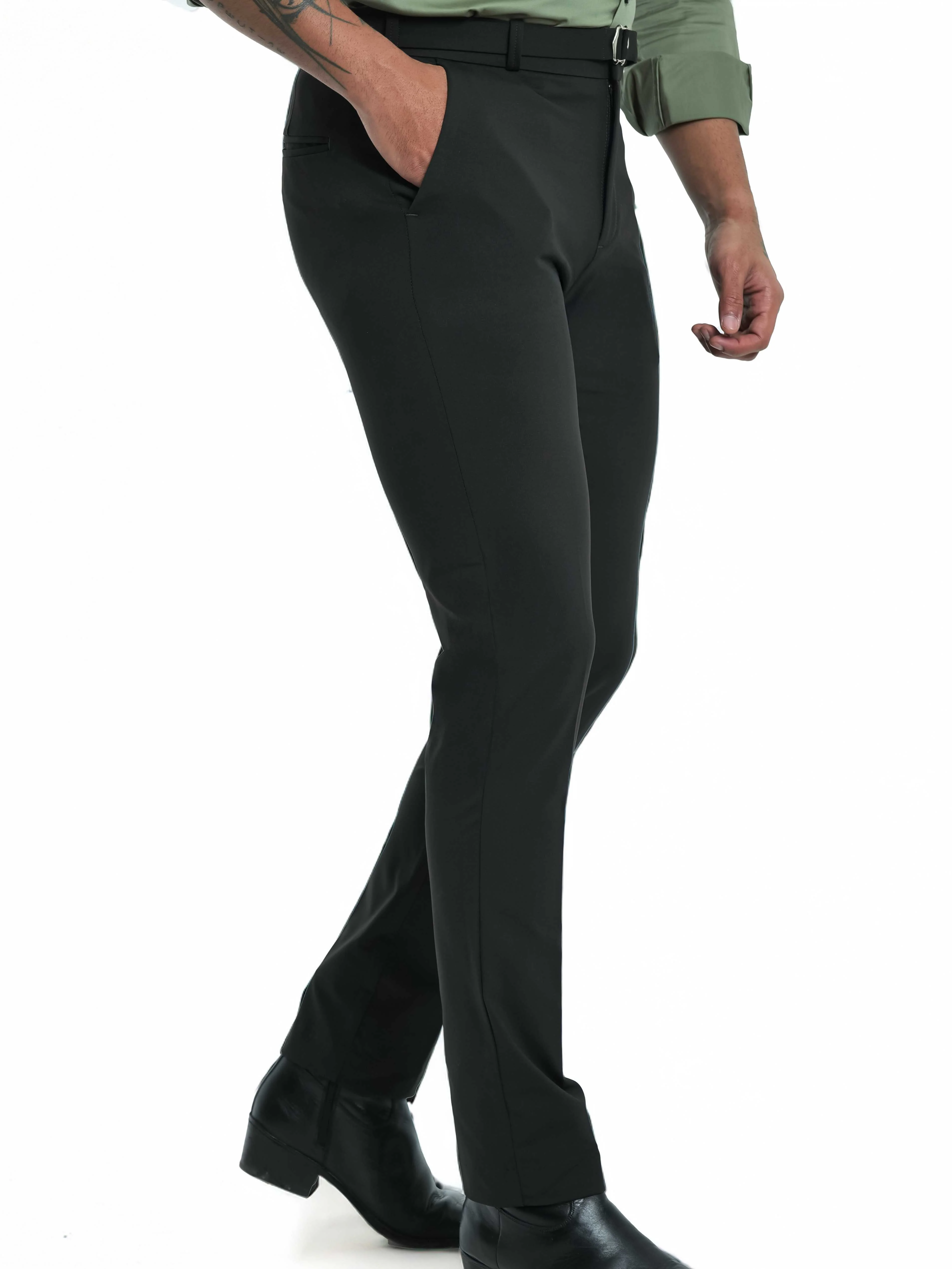Foomer Designer Gurkha Dark Green Trouser Pant For Men's - Image 3