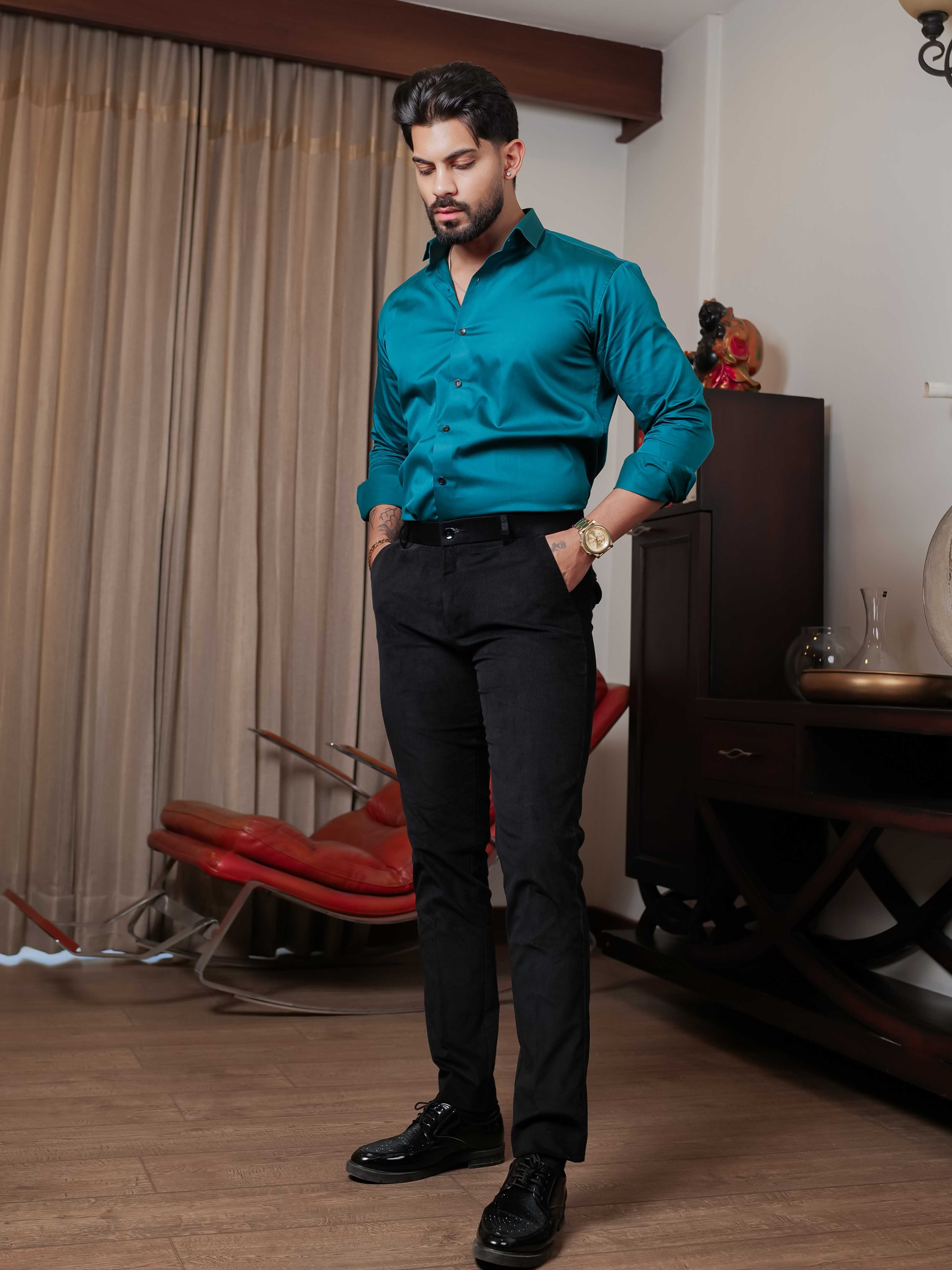 FOOMER FORMY DARK GREEN LUXURY SATIN SHIRT FOR MEN'S - Image 10