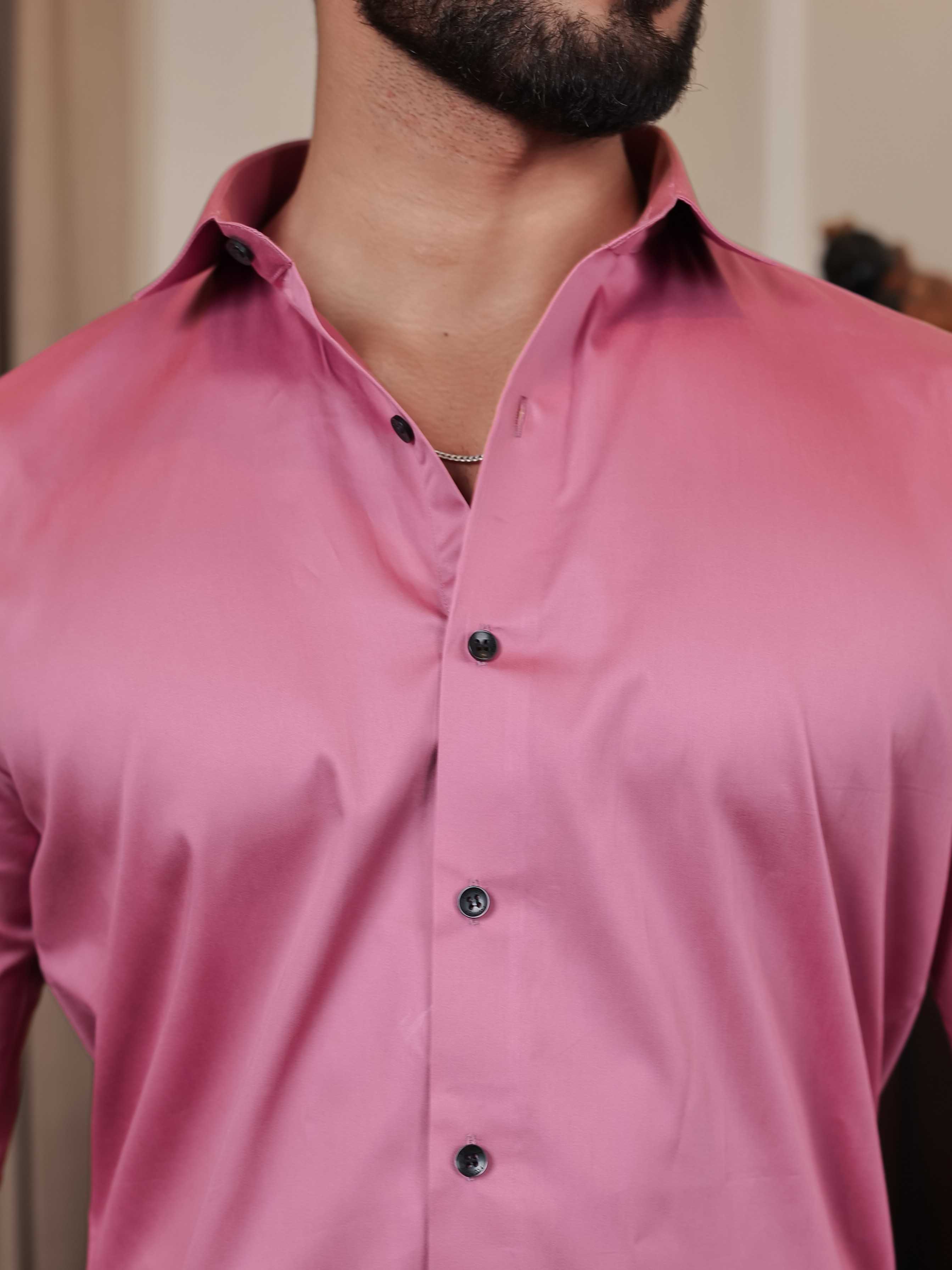 FOOMER FORMY DARK PINK LUXURY SATIN SHIRT FOR MEN'S - Image 2