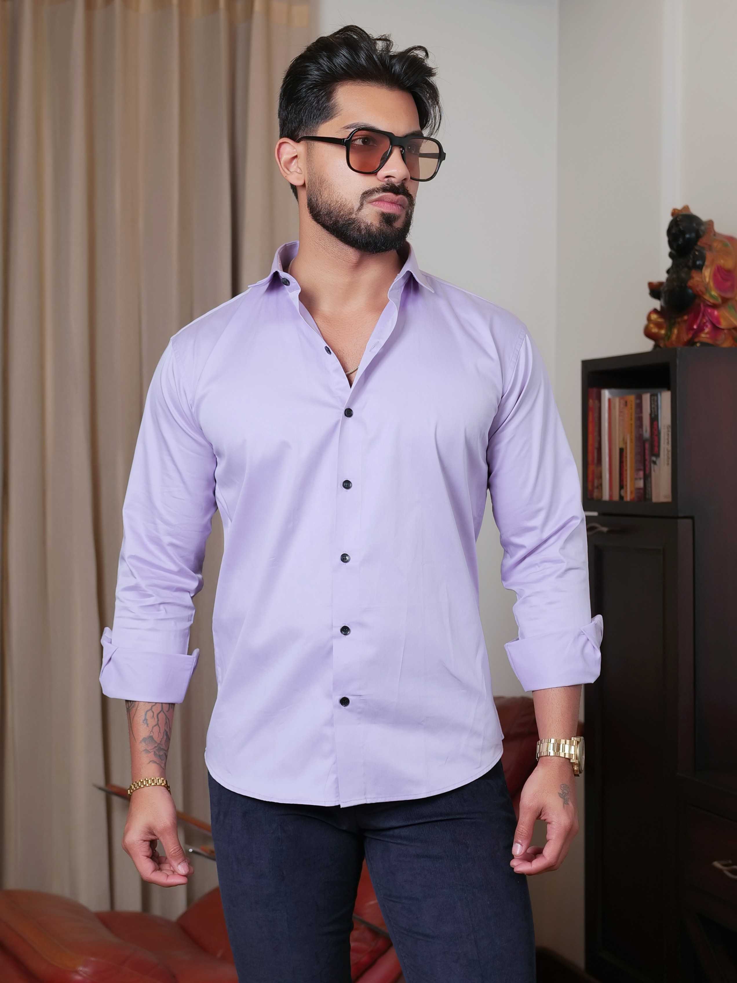 FOOMER FORMY LIGHT PURPLE LUXURY SATIN SHIRT FOR MEN'S - Image 3