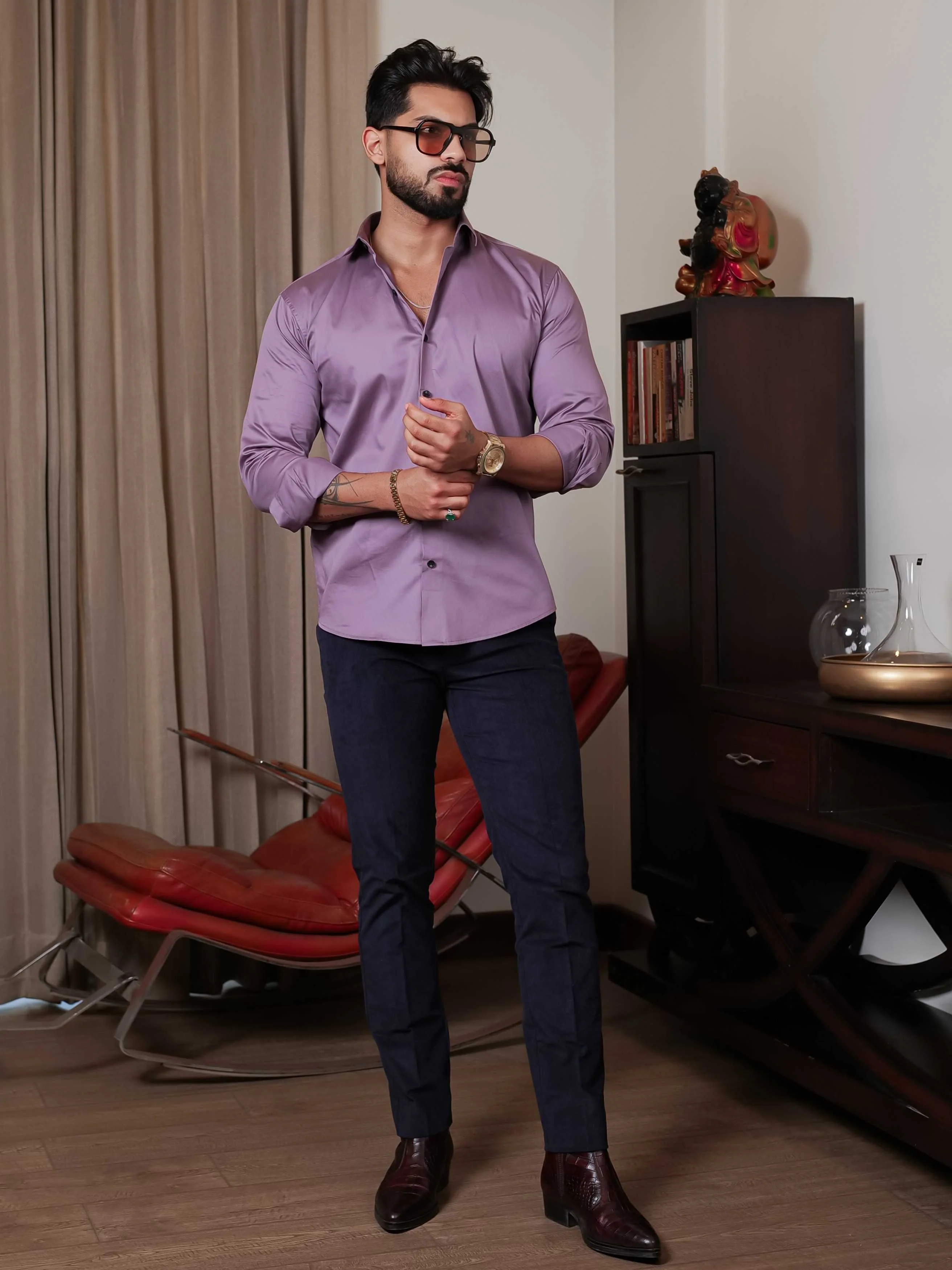 FOOMER FORMY MAGENTA LUXURY SATIN SHIRT FOR MEN'S - Image 11