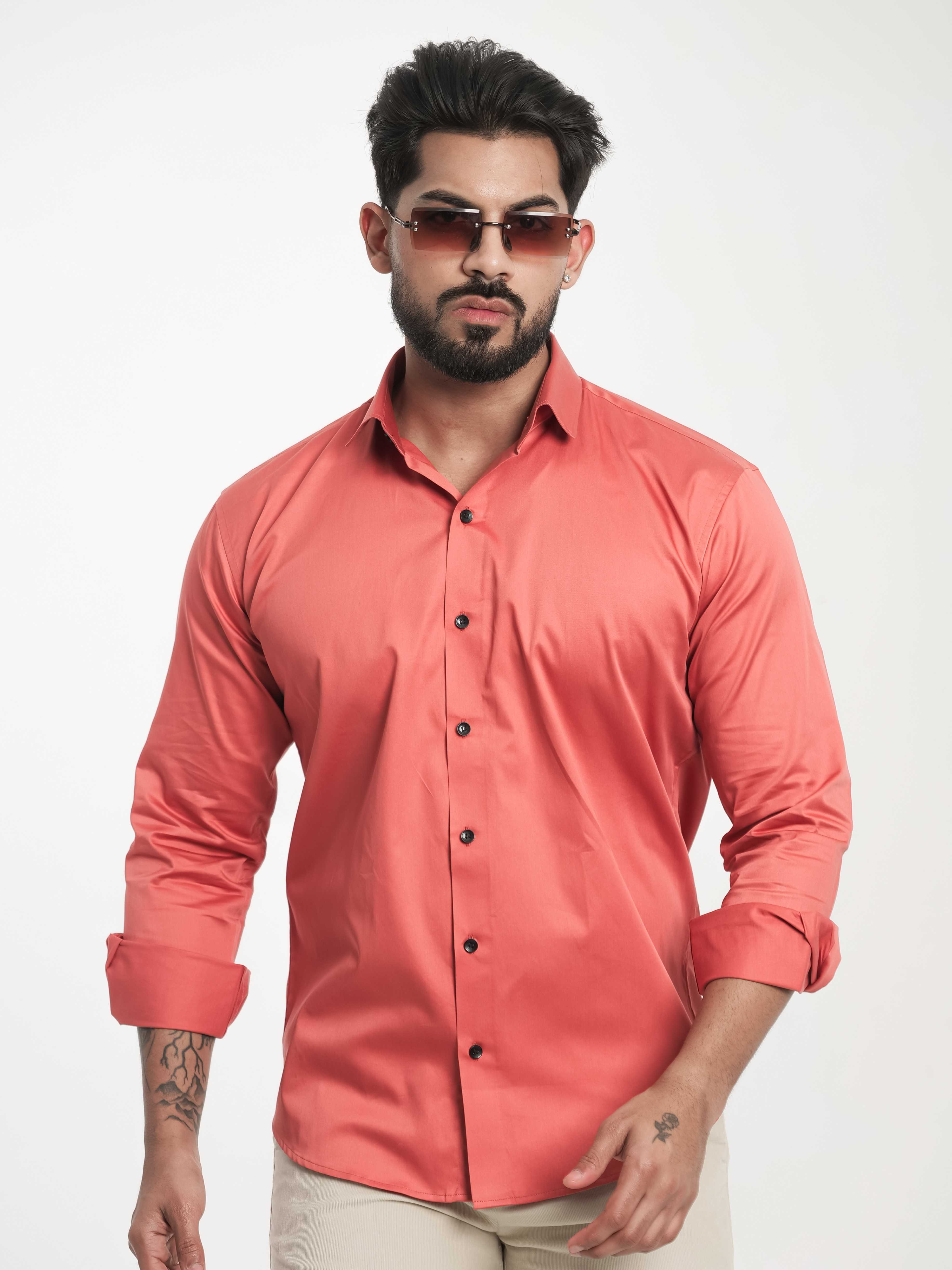FOOMER FORMY ORANGE LUXURY SATIN SHIRT FOR MEN'S - Image 3