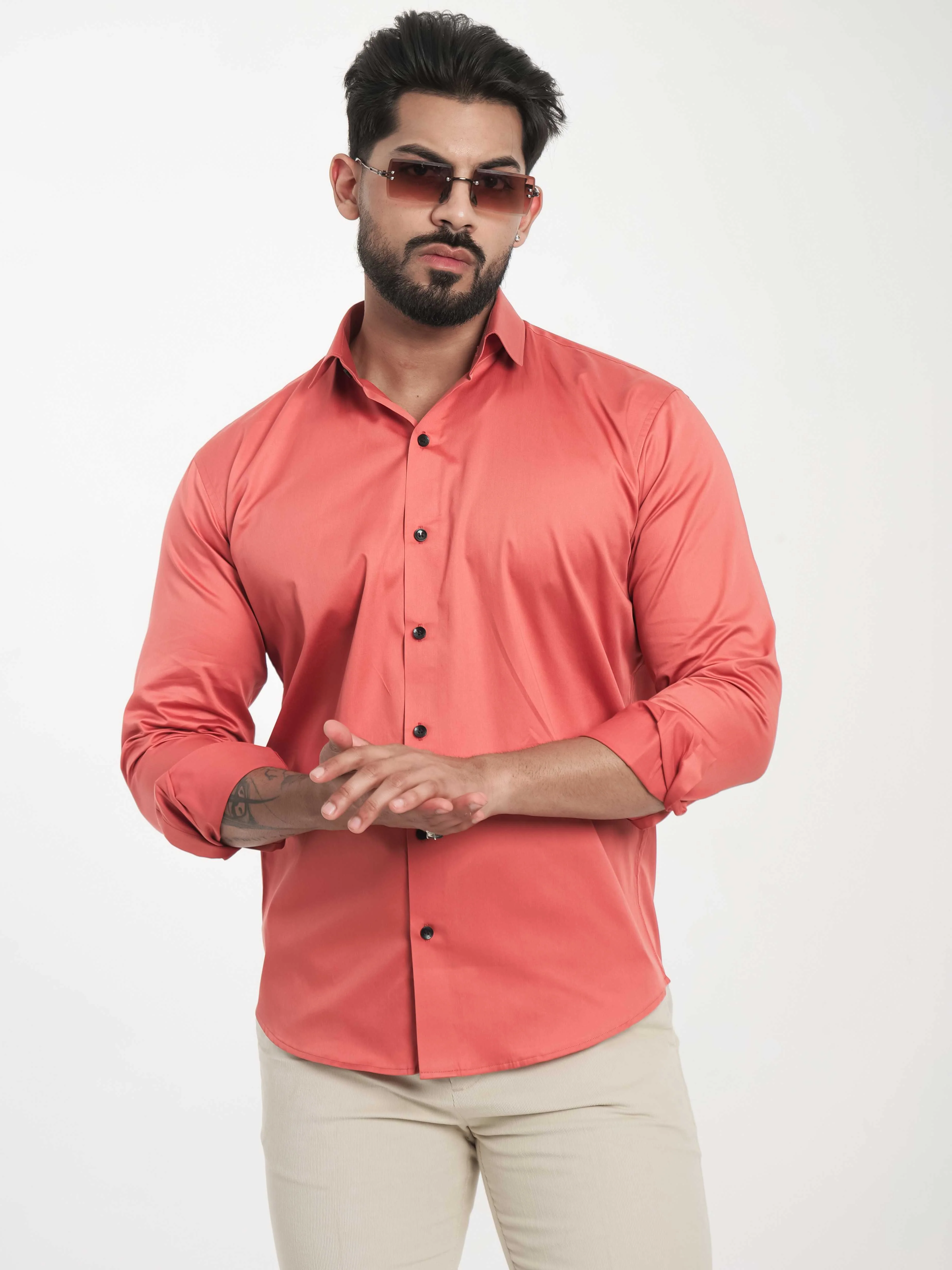 FOOMER FORMY ORANGE LUXURY SATIN SHIRT FOR MEN'S - Image 6