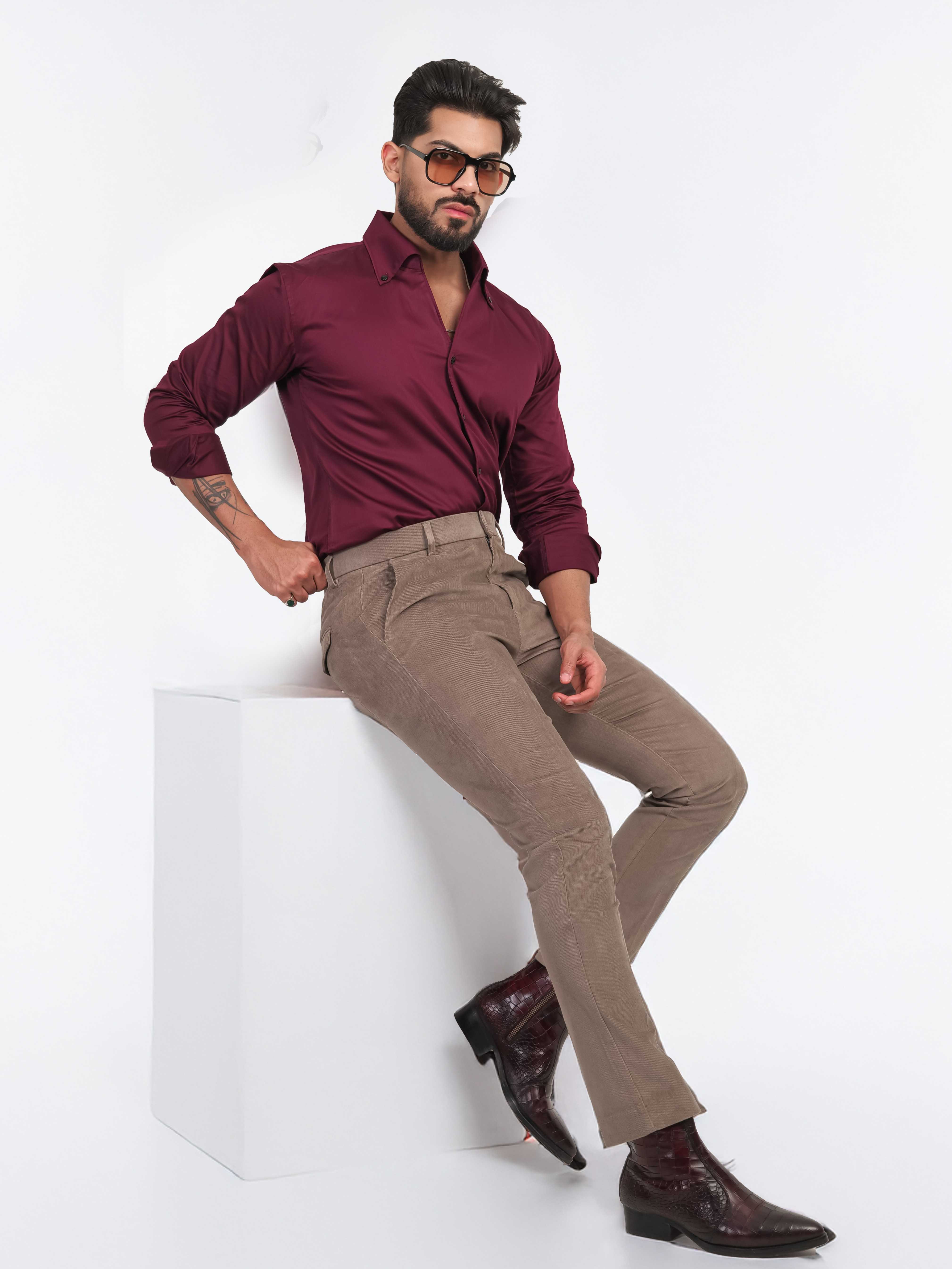 FOOMER FORMY WINEBERRY LUXURY SATIN SHIRT FOR MEN'S - Image 10