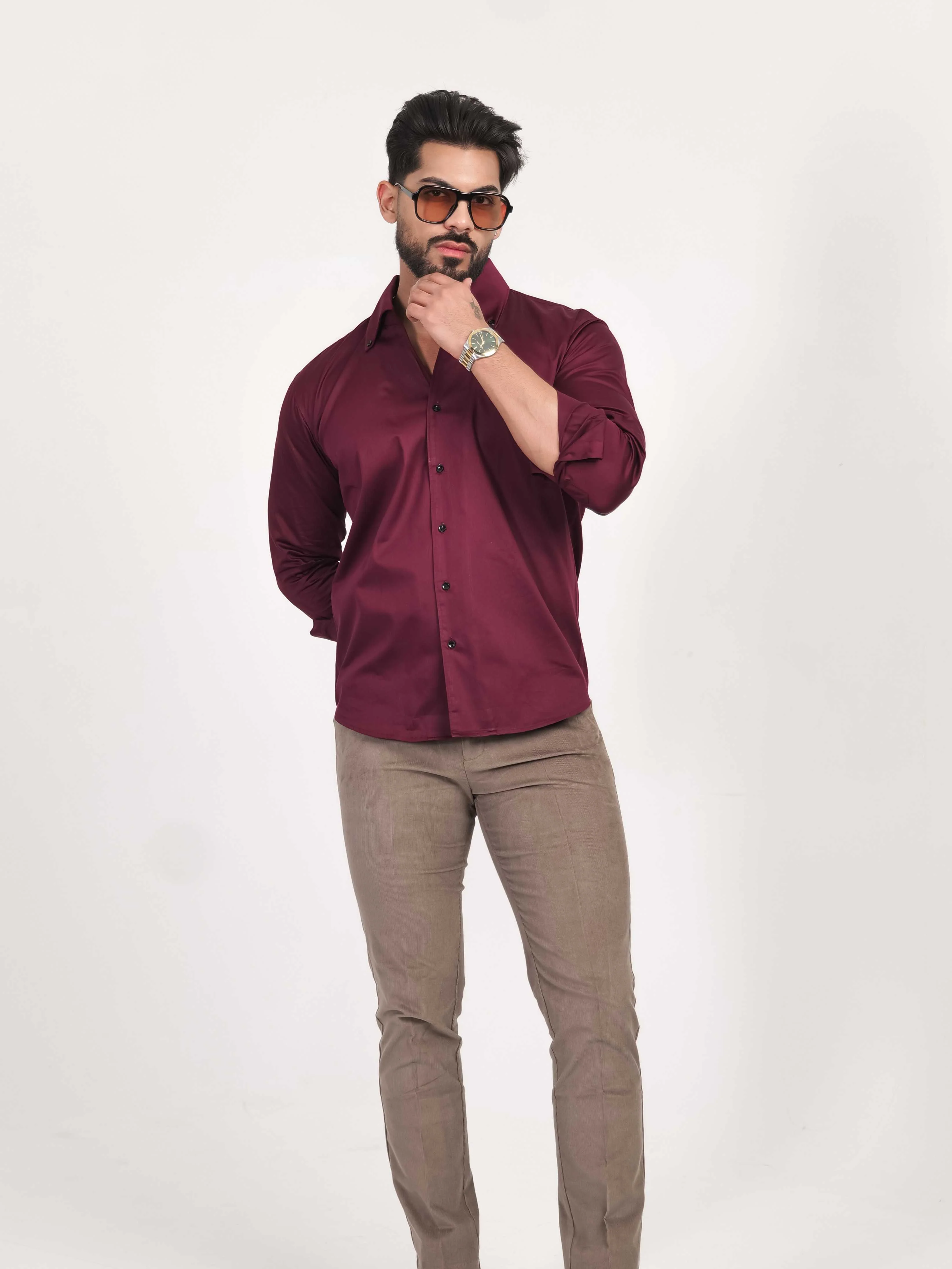 FOOMER FORMY WINEBERRY LUXURY SATIN SHIRT FOR MEN'S - Image 6