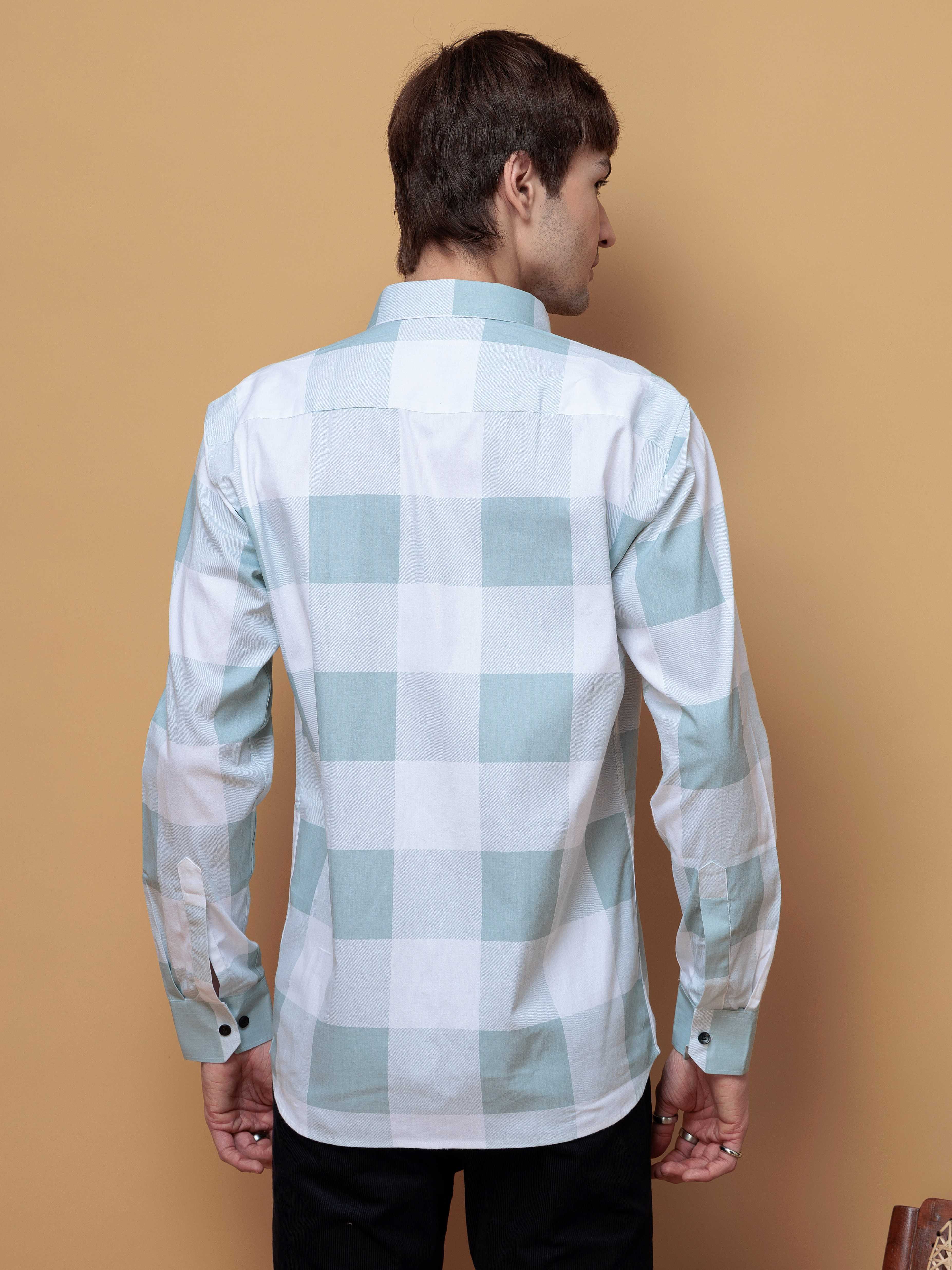 FOOMER GREEN CHECKS COTTON CASUAL SHIRT FOR MEN'S - Image 5