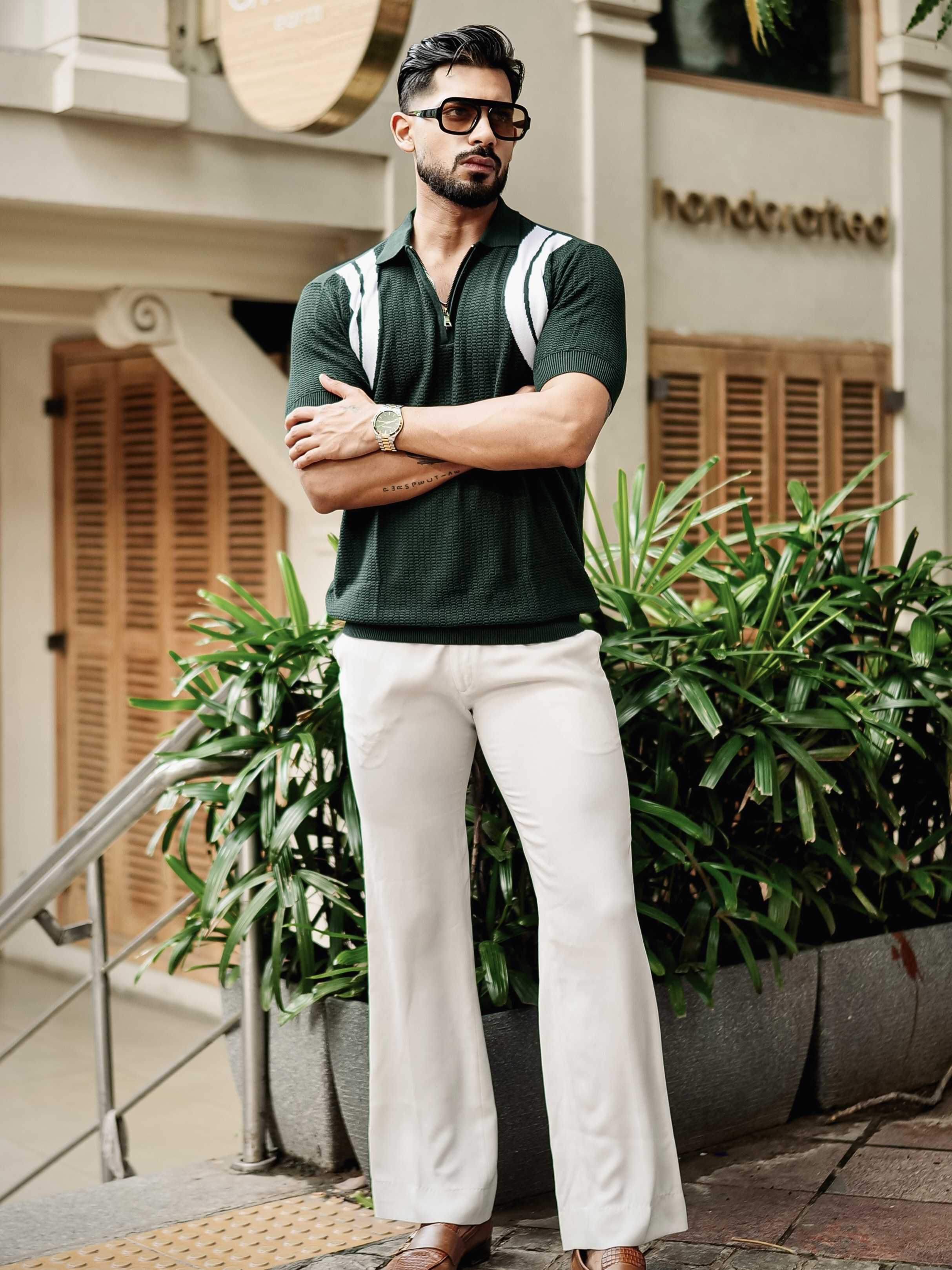 FOOMER GREEN HALF SLEEVE KNITTED TSHIRT FOR MEN'S - Image 5