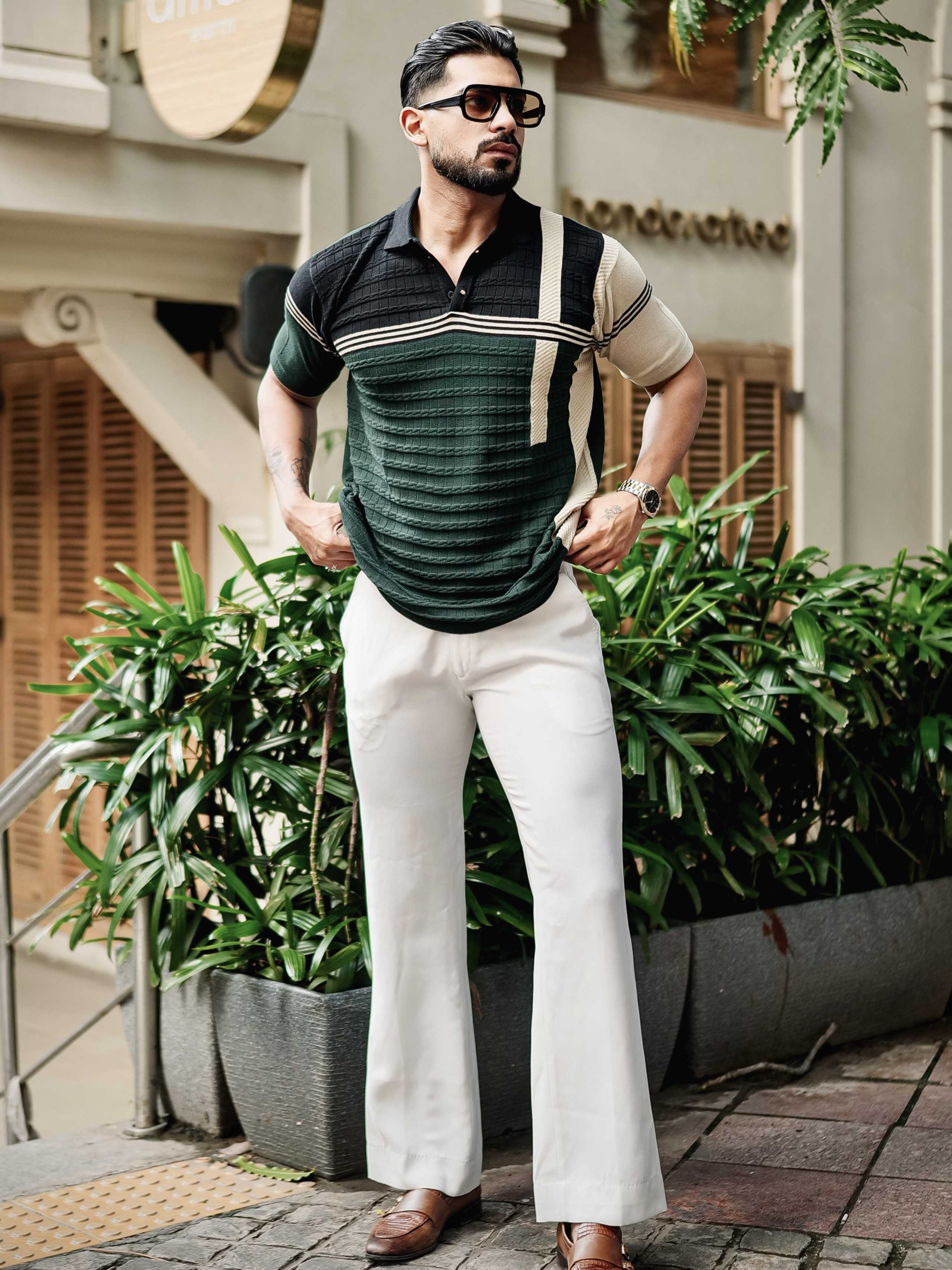FOOMER GREEN HALF SLEEVE KNITTED TSHIRT FOR MEN'S - Image 4
