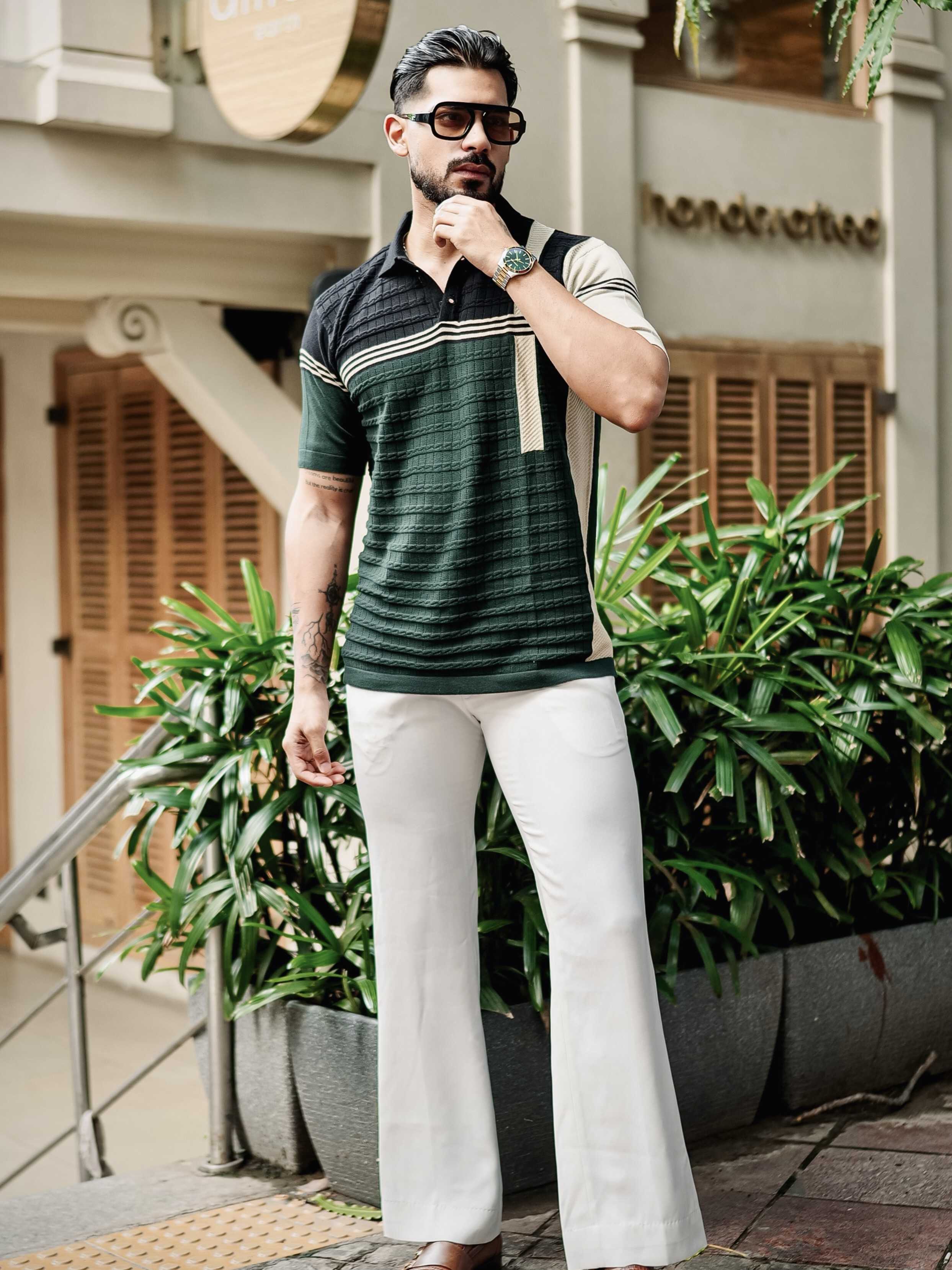 FOOMER GREEN HALF SLEEVE KNITTED TSHIRT FOR MEN'S - Image 6