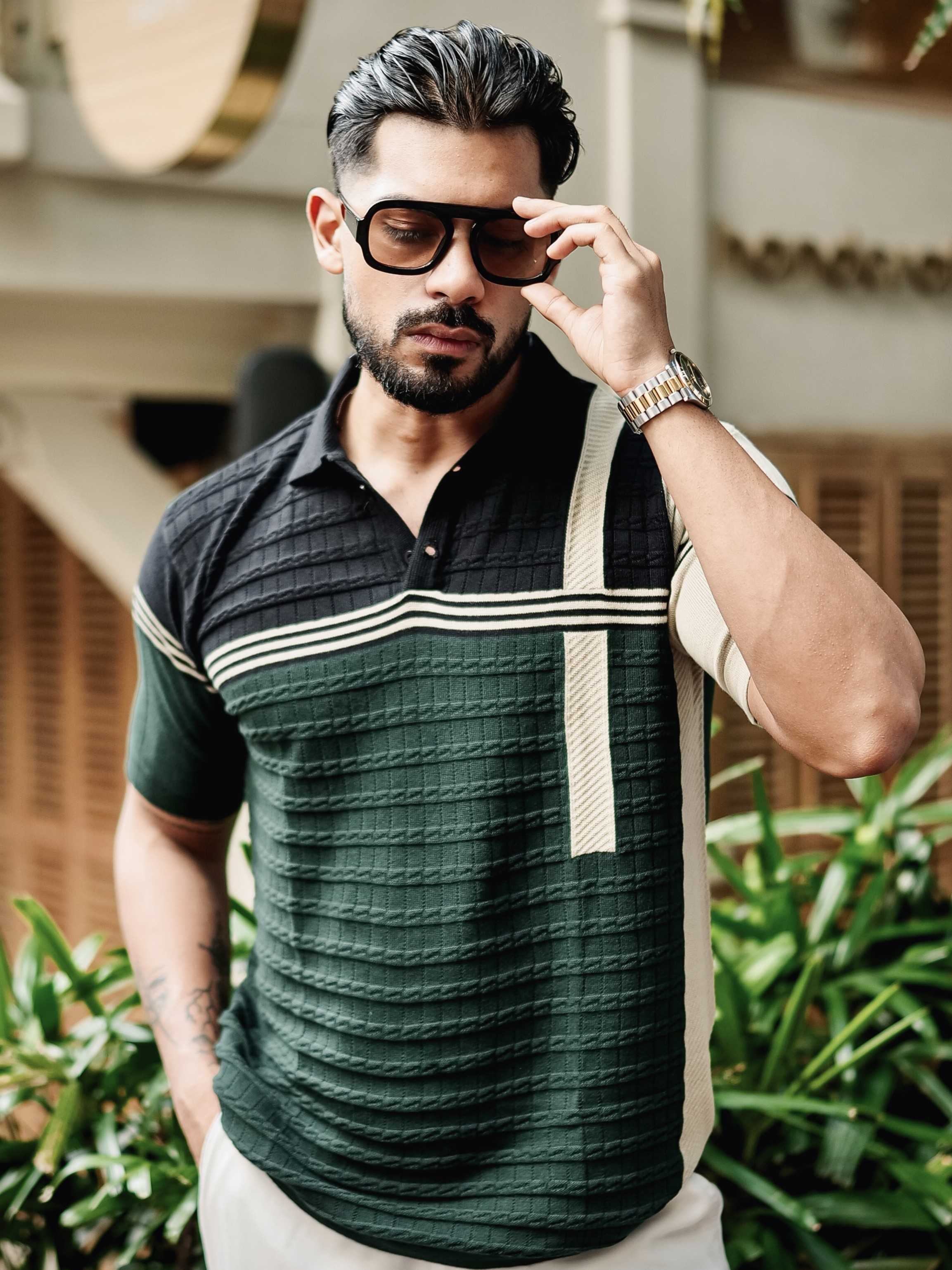 FOOMER GREEN HALF SLEEVE KNITTED TSHIRT FOR MEN'S - Image 7