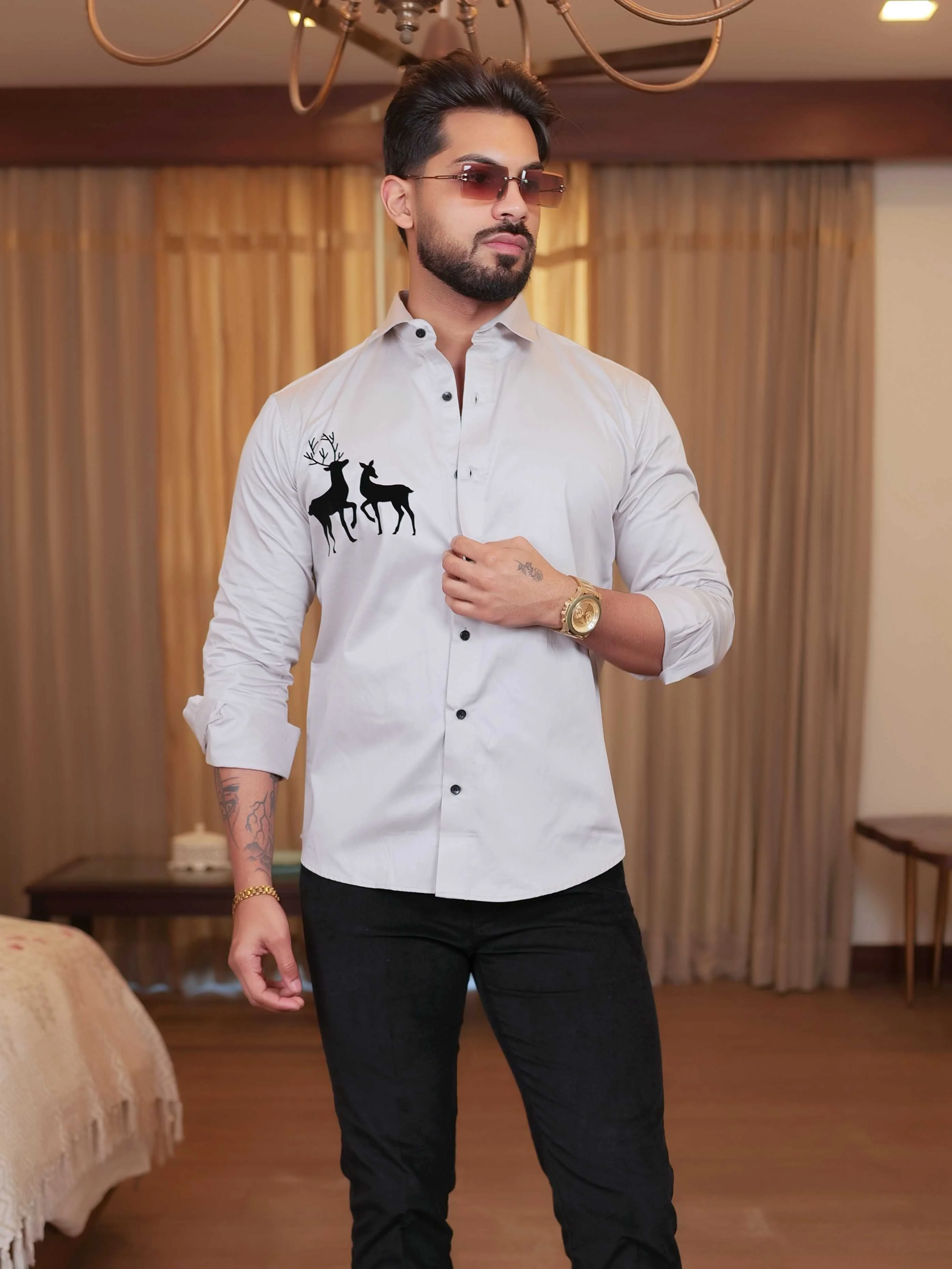 FOOMER GREY DEER DESIGNER SHIRT FOR MEN'S - Image 5