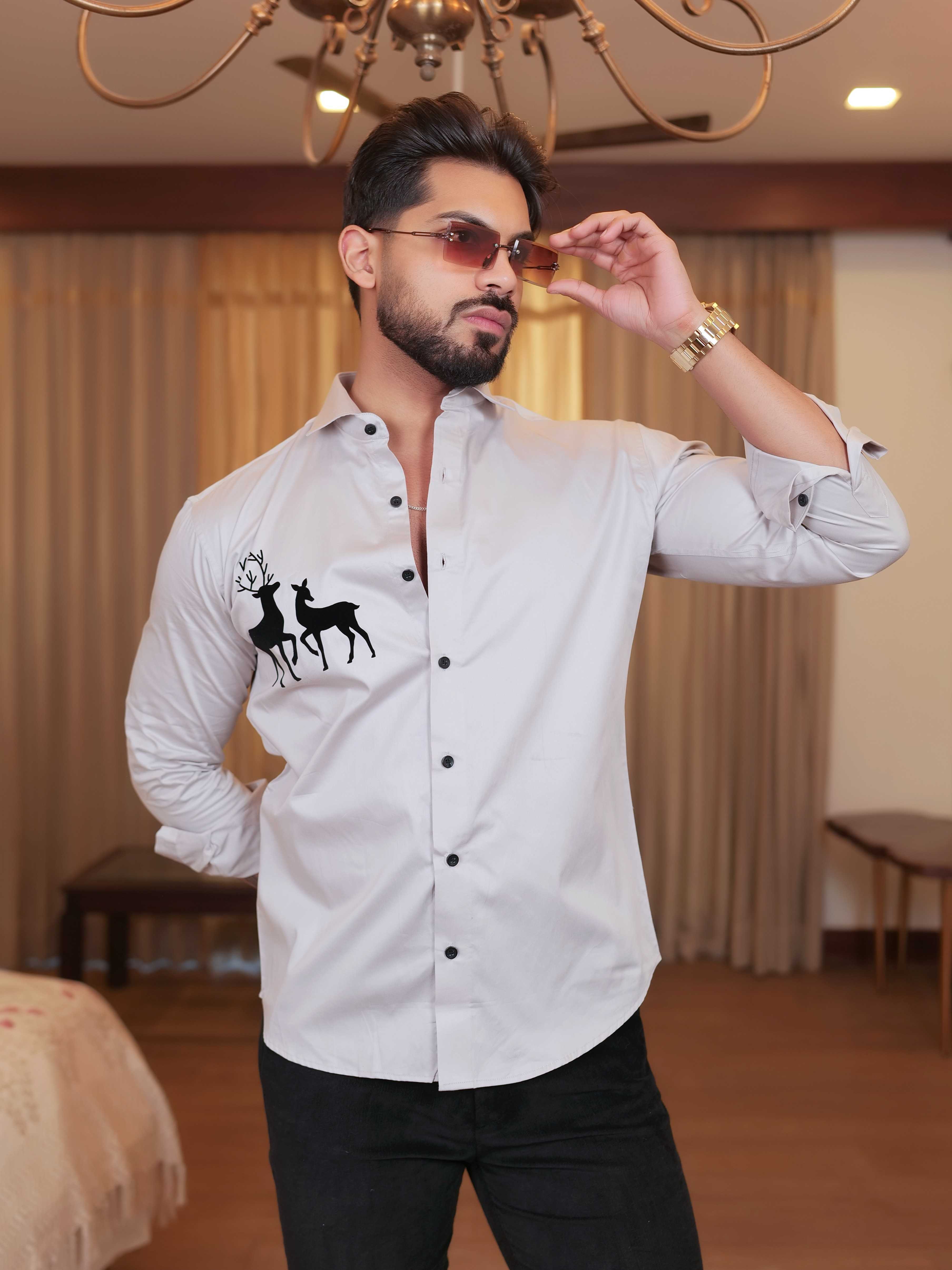 FOOMER GREY DEER DESIGNER SHIRT FOR MEN'S - Image 7
