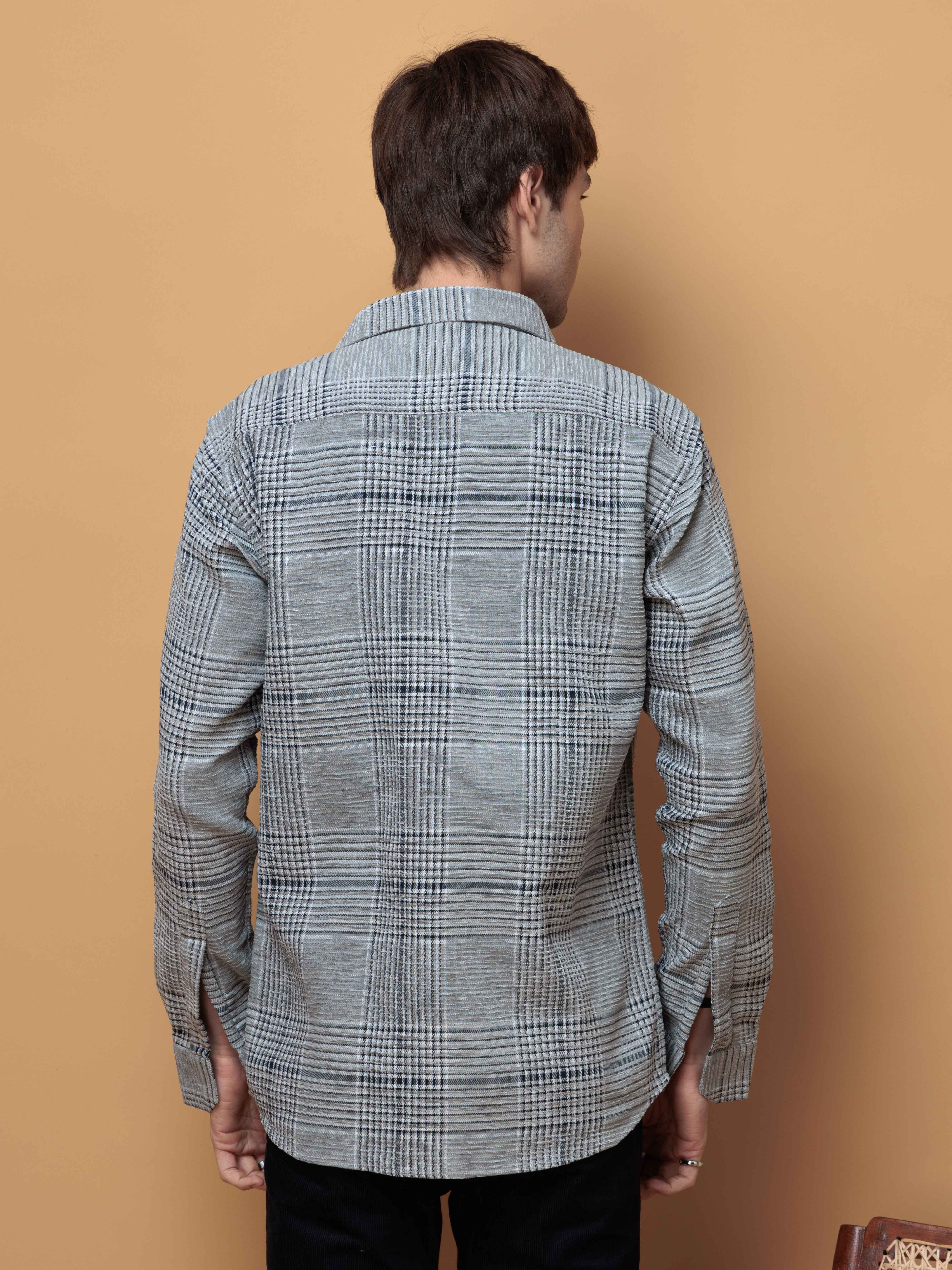 FOOMER GREY GLEN CHECKED CASUAL SHIRT FOR MEN'S - Image 10