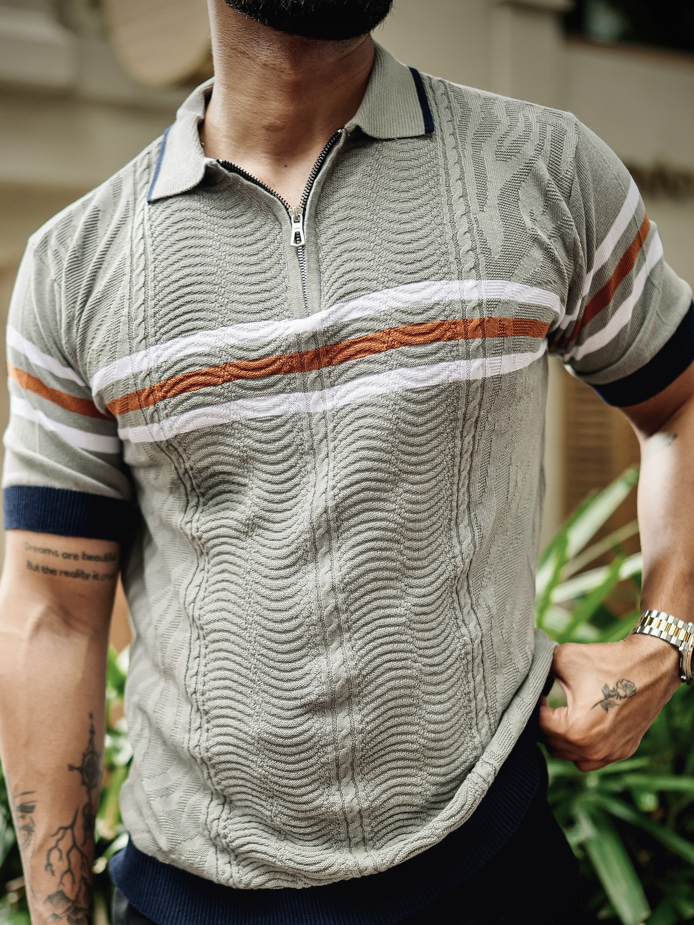 FOOMER GREY HALF SLEEVE KNITTED TSHIRT FOR MEN'S - Image 2