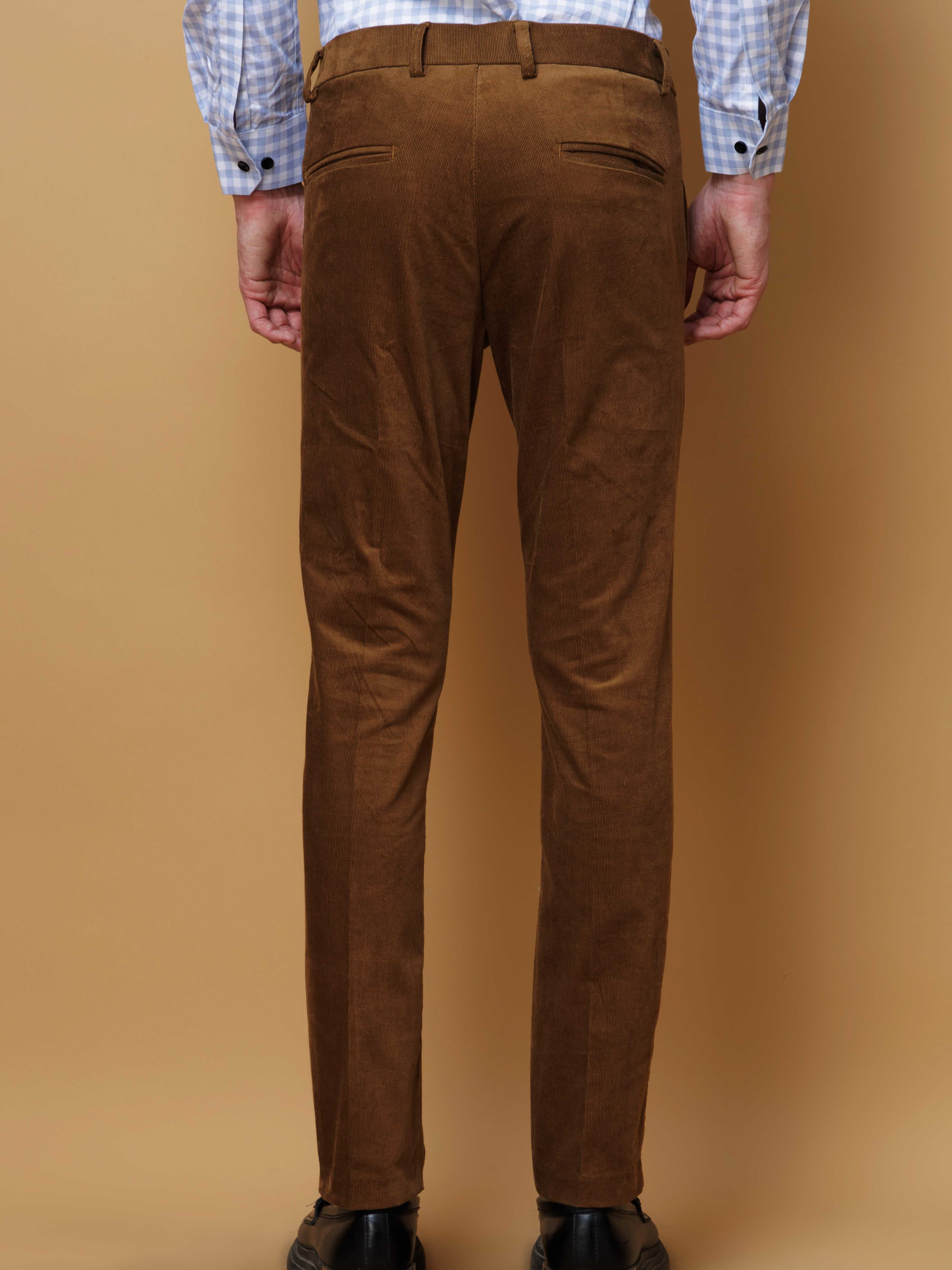 FOOMER MUSTARD YELLOW CORDUROY RELAXED FIT TROUSERS FOR MEN'S - Image 5