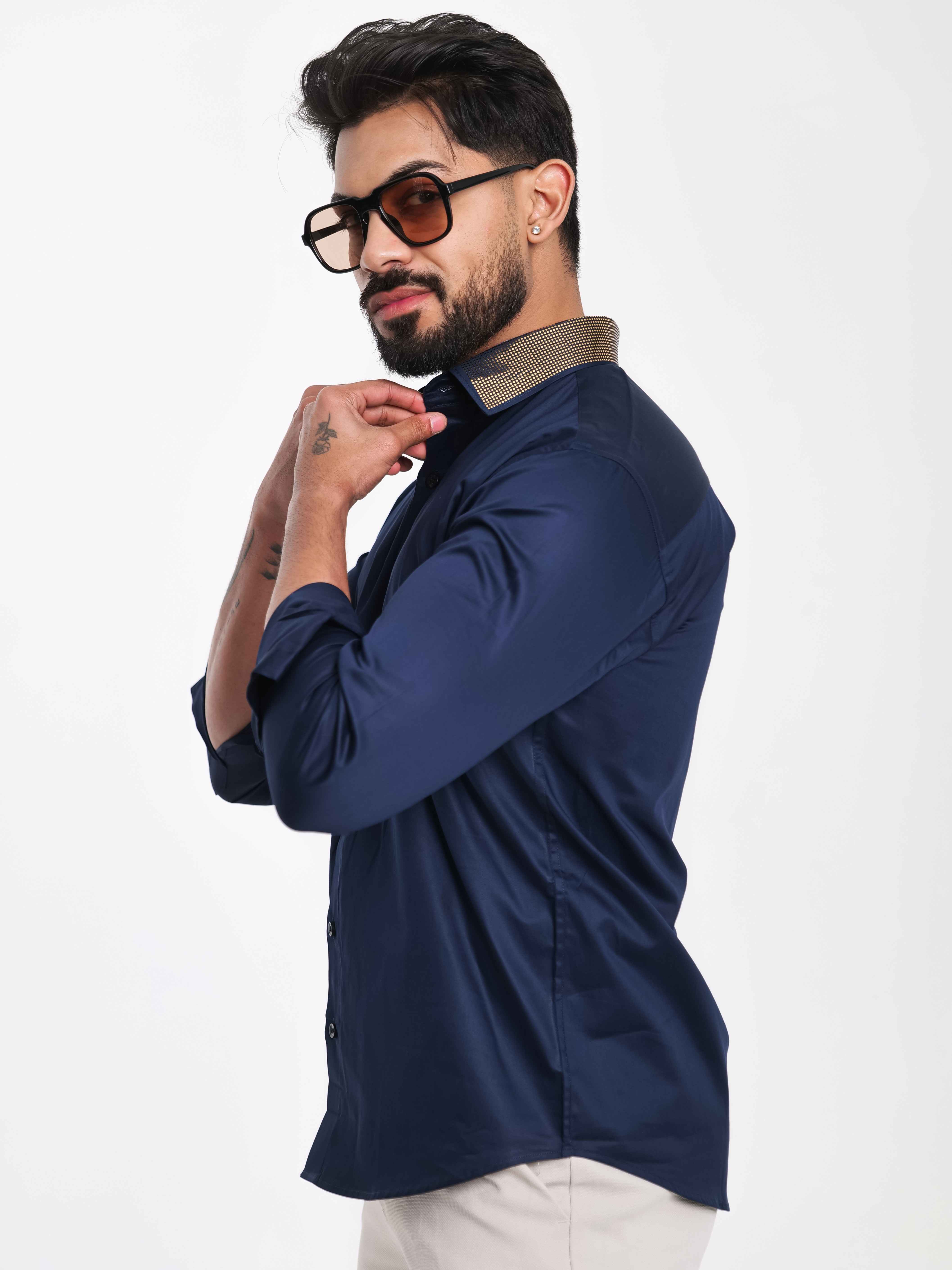 FOOMER NAVY COLLAR SEQUENCE DESIGNER SHIRT FOR MEN'S - Image 5