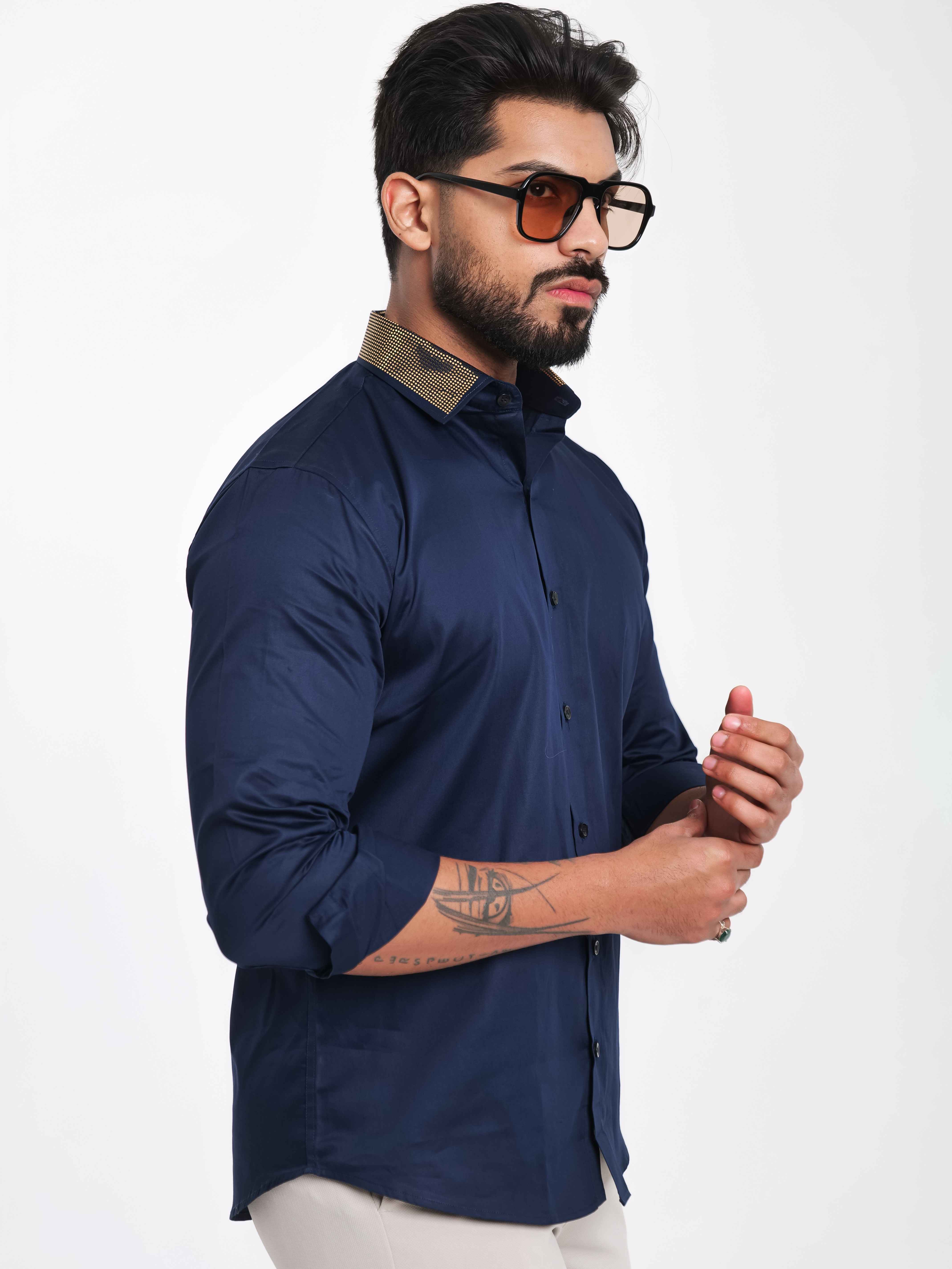 FOOMER NAVY COLLAR SEQUENCE DESIGNER SHIRT FOR MEN'S - Image 8