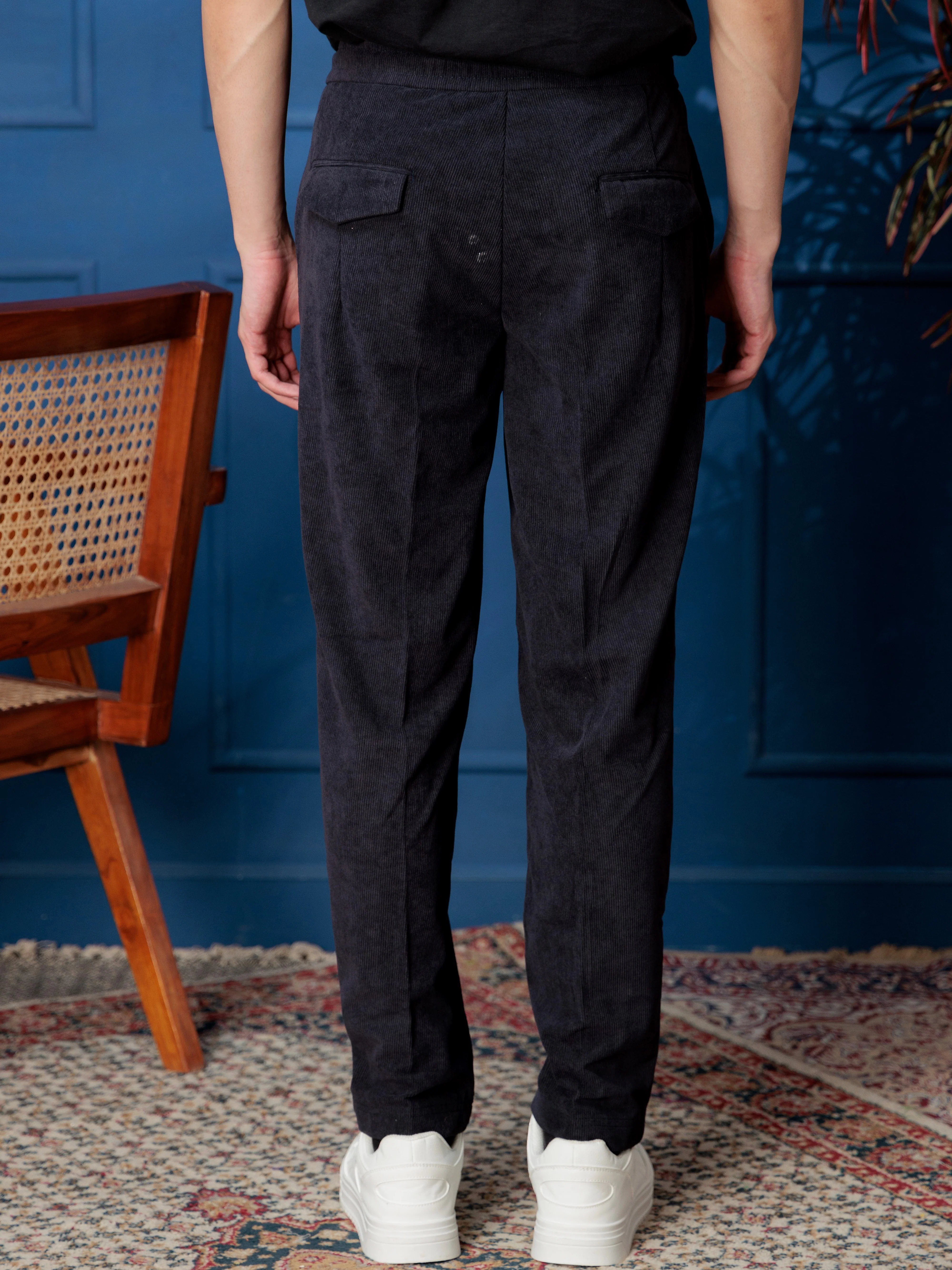 FOOMER NAVY CORDUROY RELAXED FIT TROUSERS FOR MEN'S - Image 5