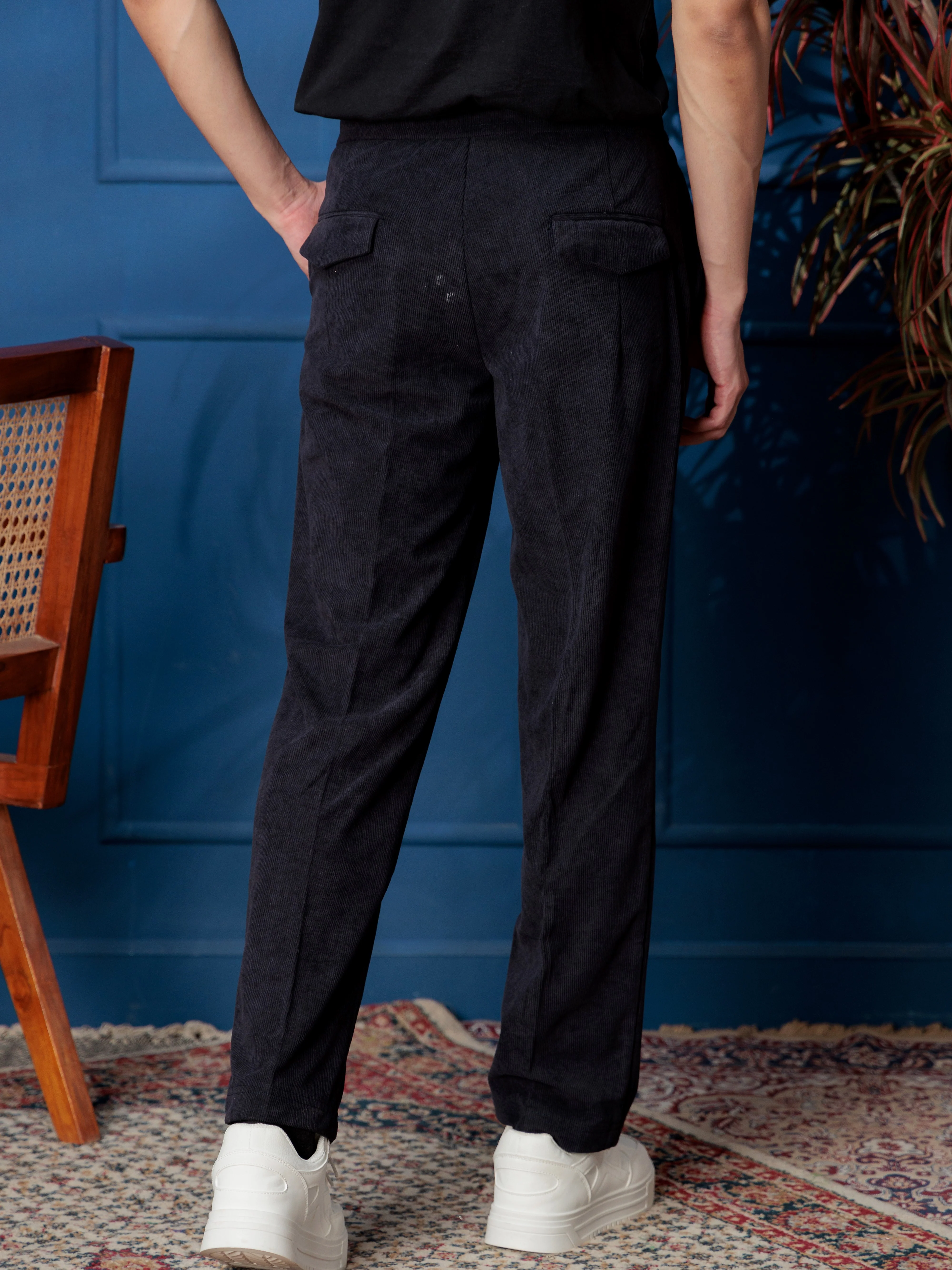 FOOMER NAVY CORDUROY RELAXED FIT TROUSERS FOR MEN'S - Image 6