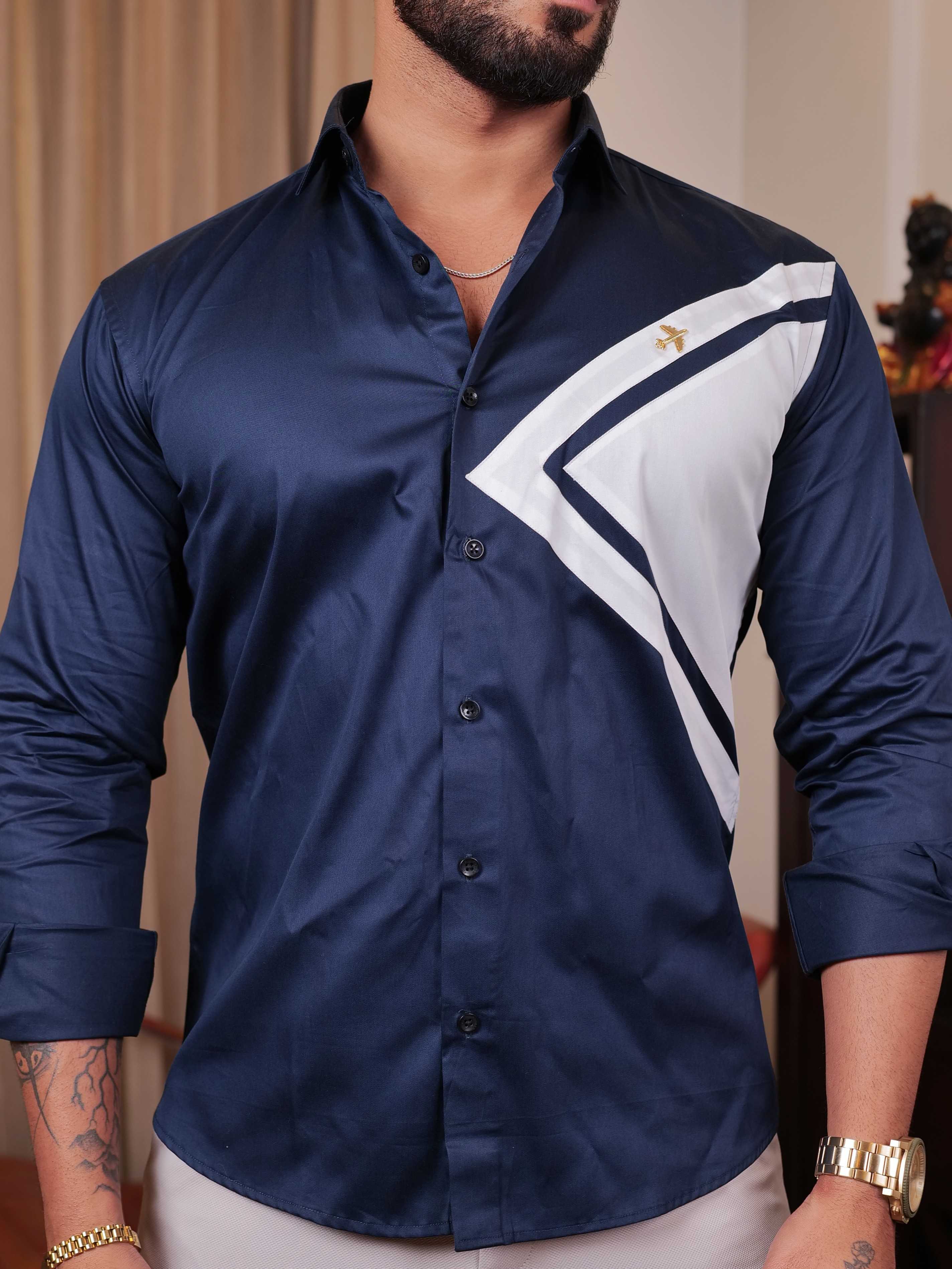 FOOMER NAVY CUT N SEW DESIGNER SHIRT FOR MEN'S - Image 2