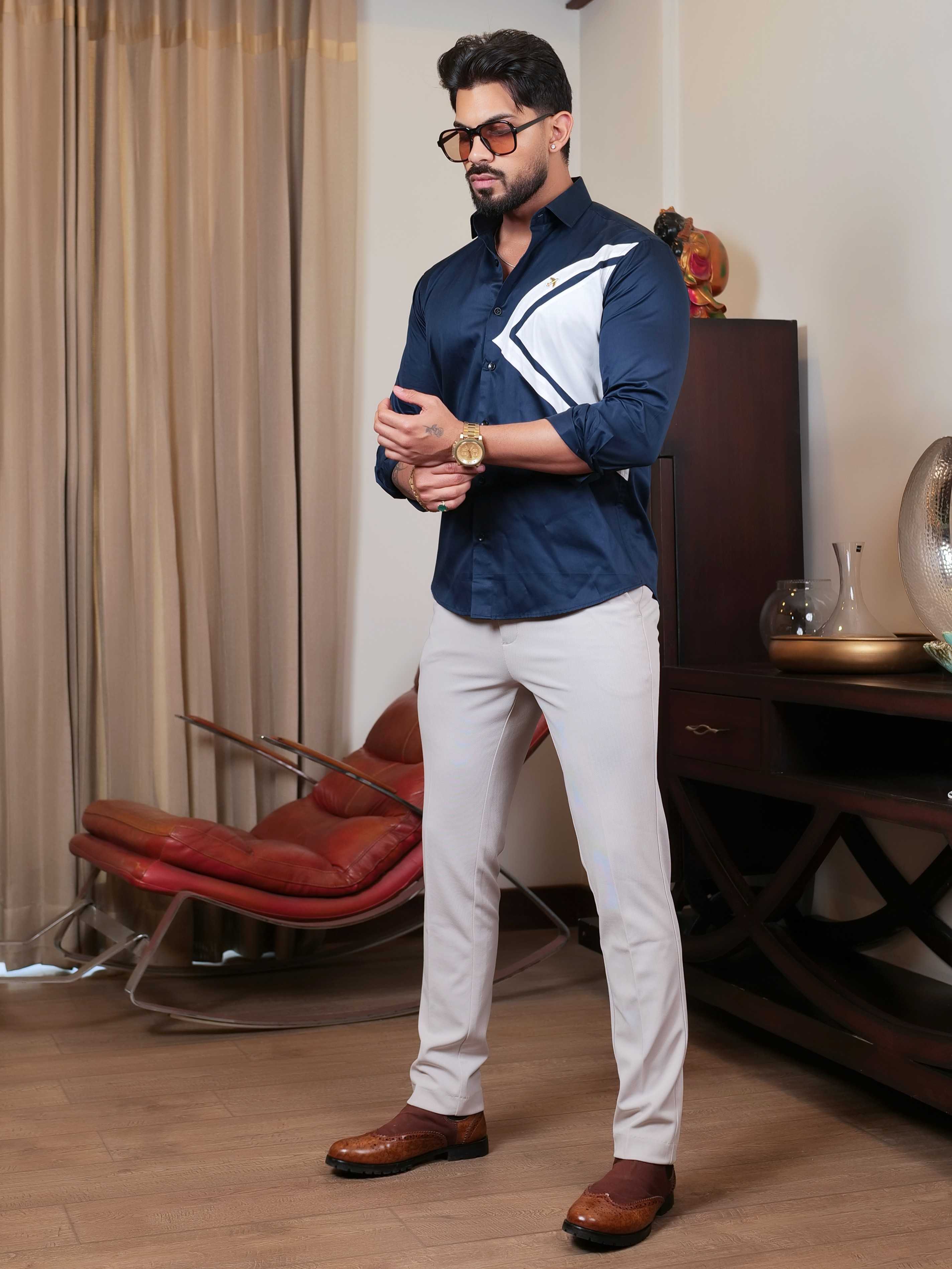 FOOMER NAVY CUT N SEW DESIGNER SHIRT FOR MEN'S - Image 4