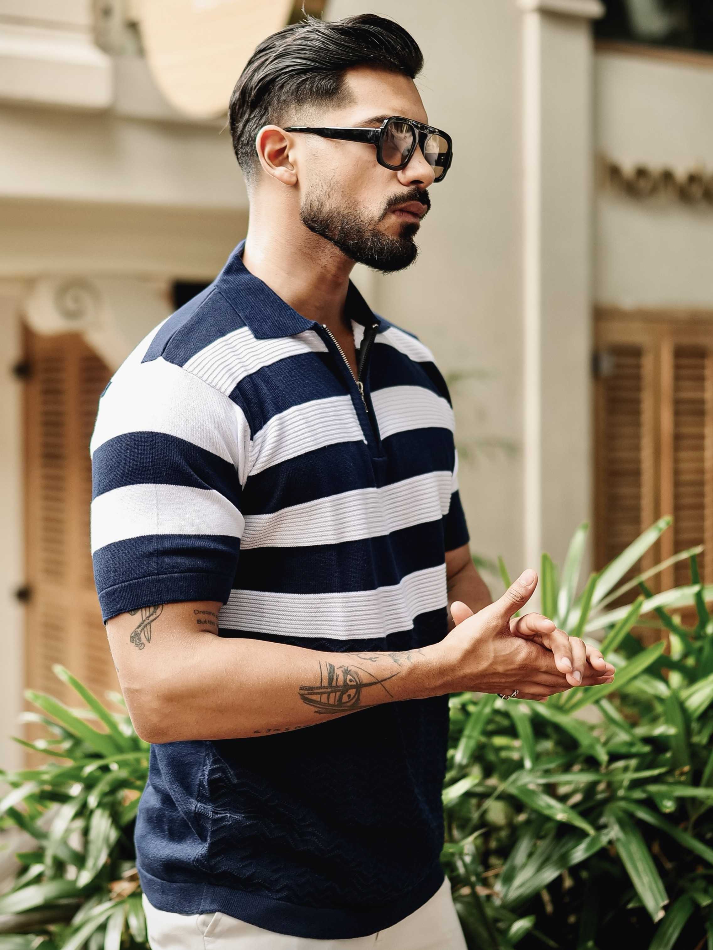 FOOMER NAVY HALF SLEEVE KNITTED TSHIRT FOR MEN'S - Image 5