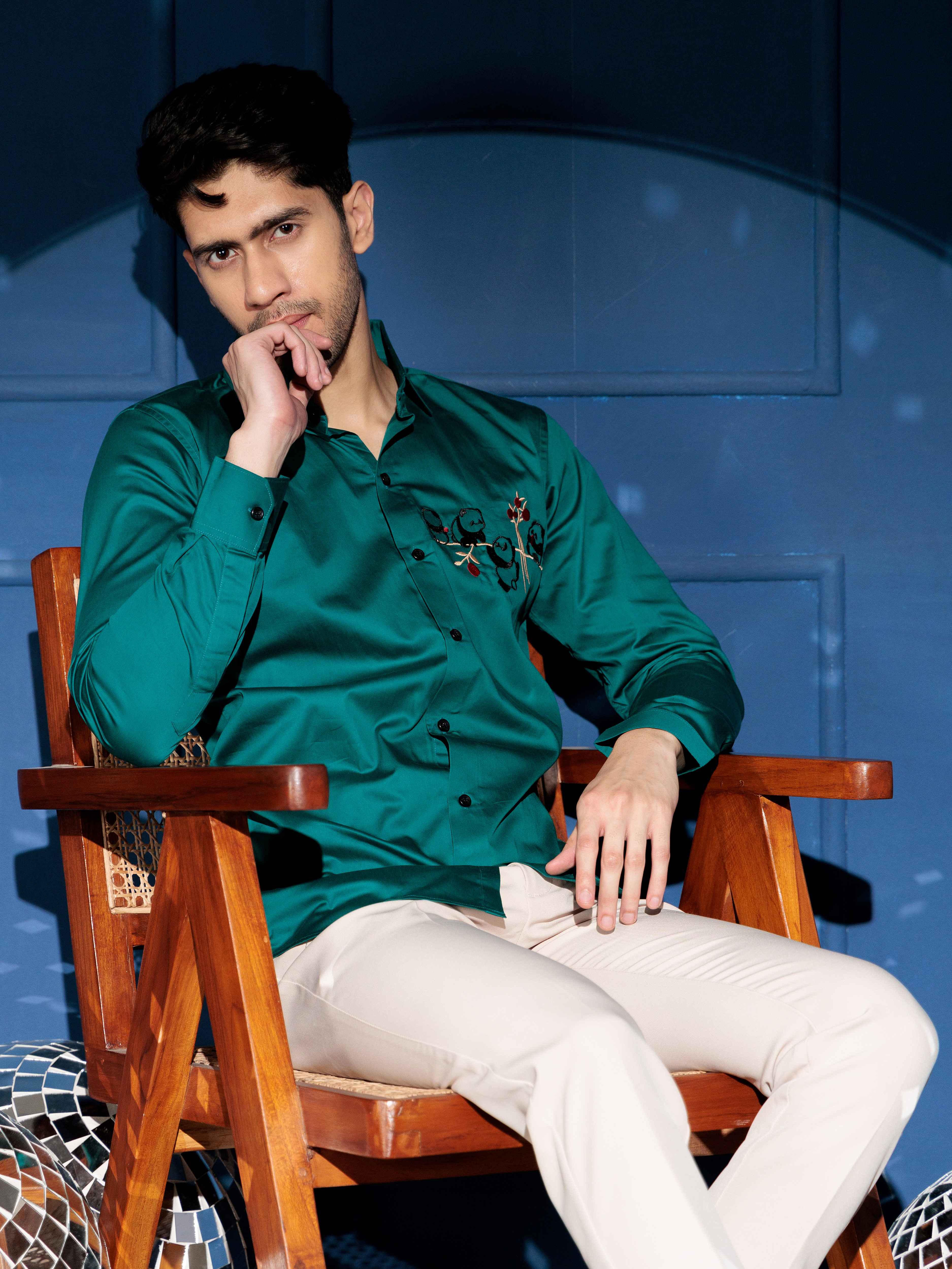 FOOMER RAMA EMBROIDERED LUXURY COTTON SHIRT FOR MEN - Image 3