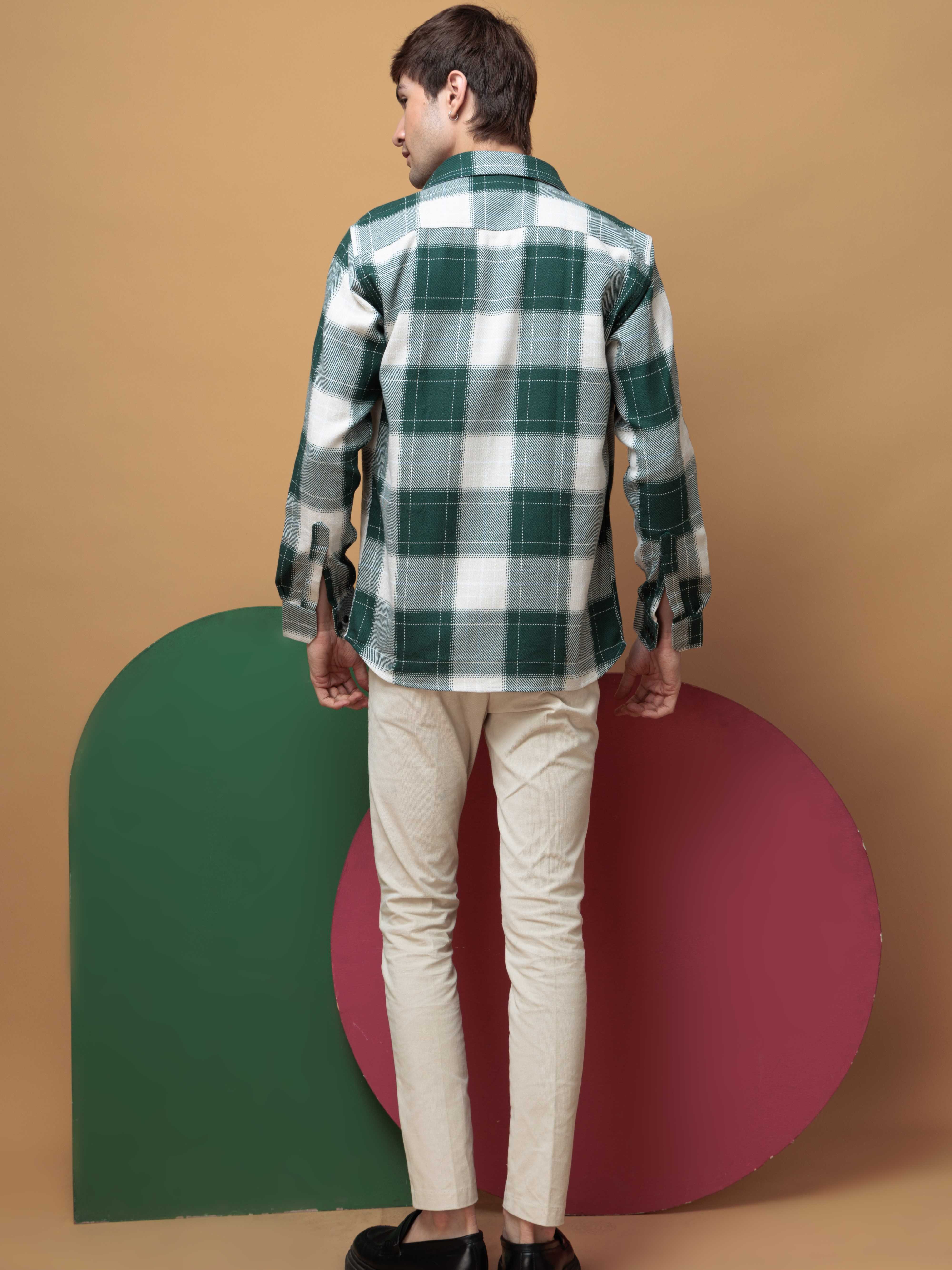 FOOMER TARTAN GREEN CHECKED CASUAL SHIRT FOR MEN'S - Image 7