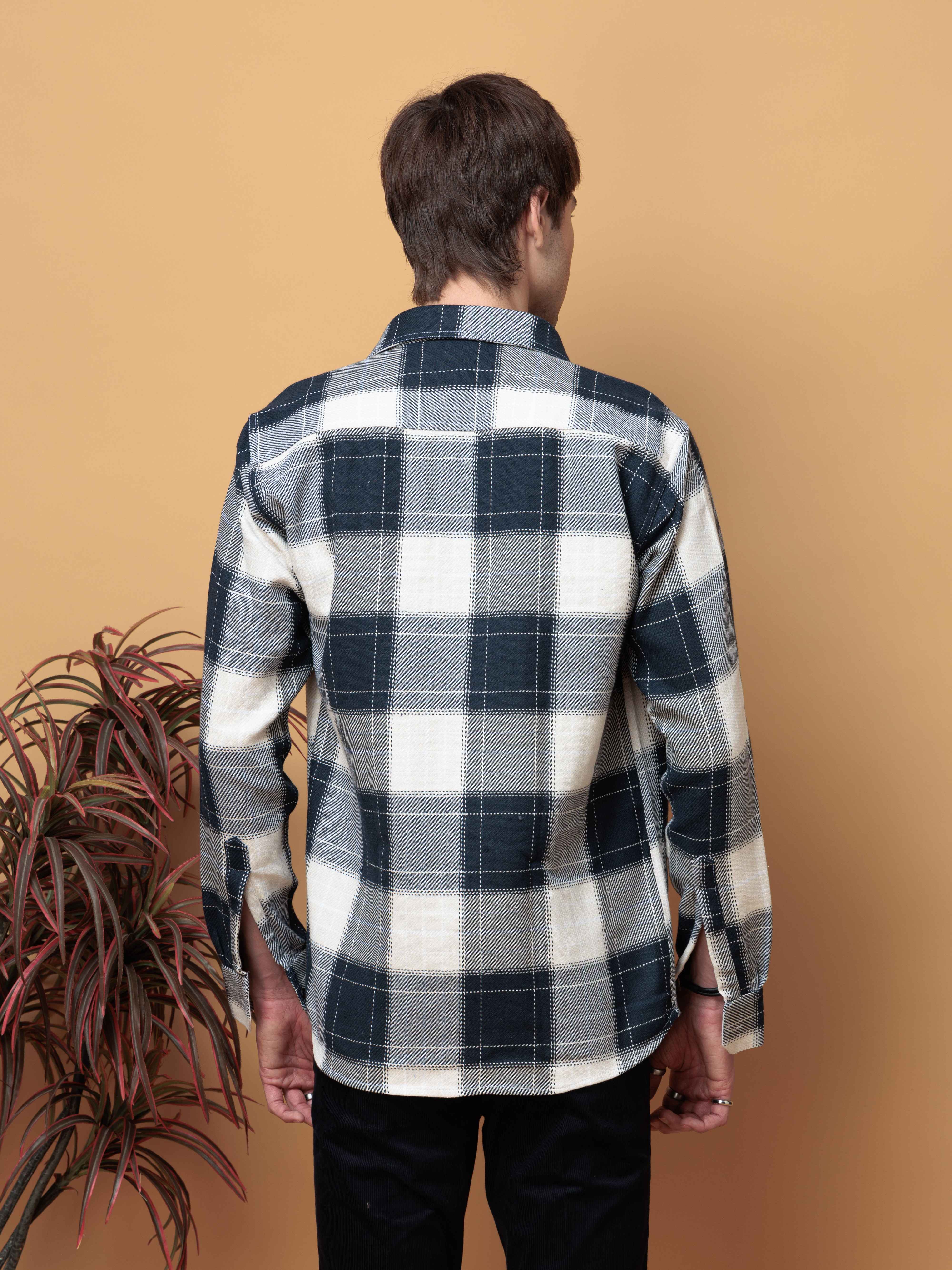 FOOMER TARTAN NAVY CHECKED COTTON CASUAL SHIRT FOR MEN'S - Image 9