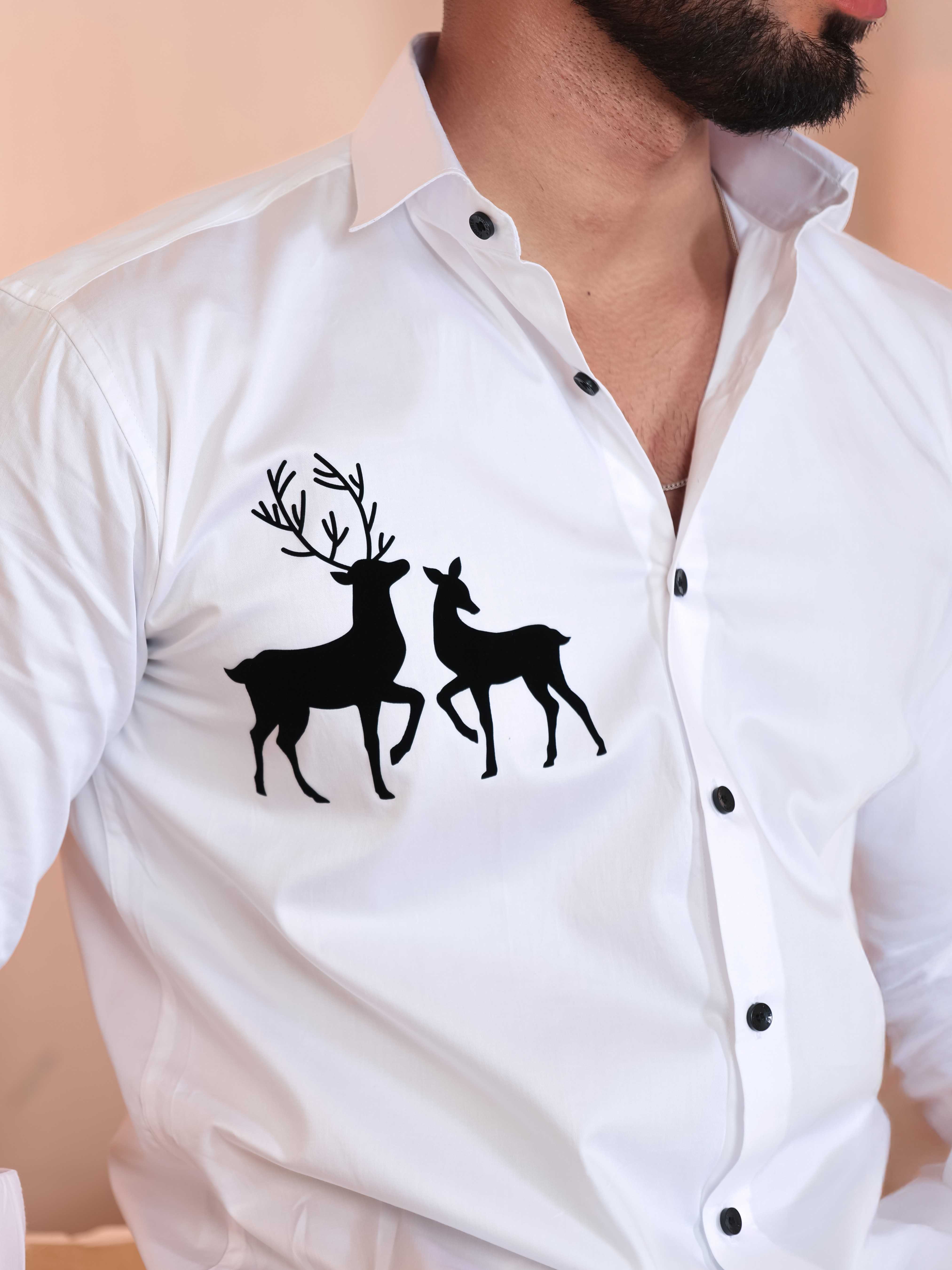 FOOMER WHITE DEER DESIGNER SHIRT FOR MEN'S - Image 2