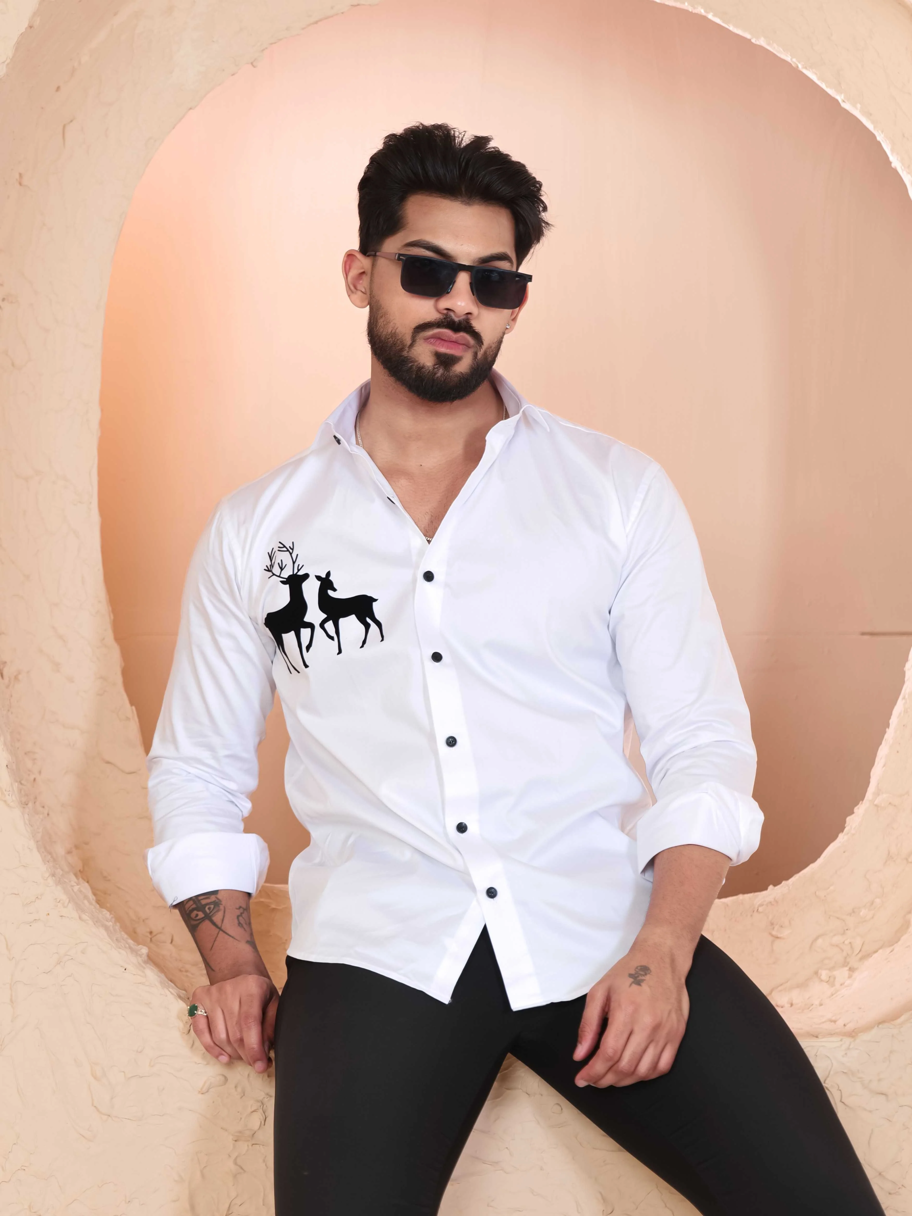 FOOMER WHITE DEER DESIGNER SHIRT FOR MEN'S - Image 3