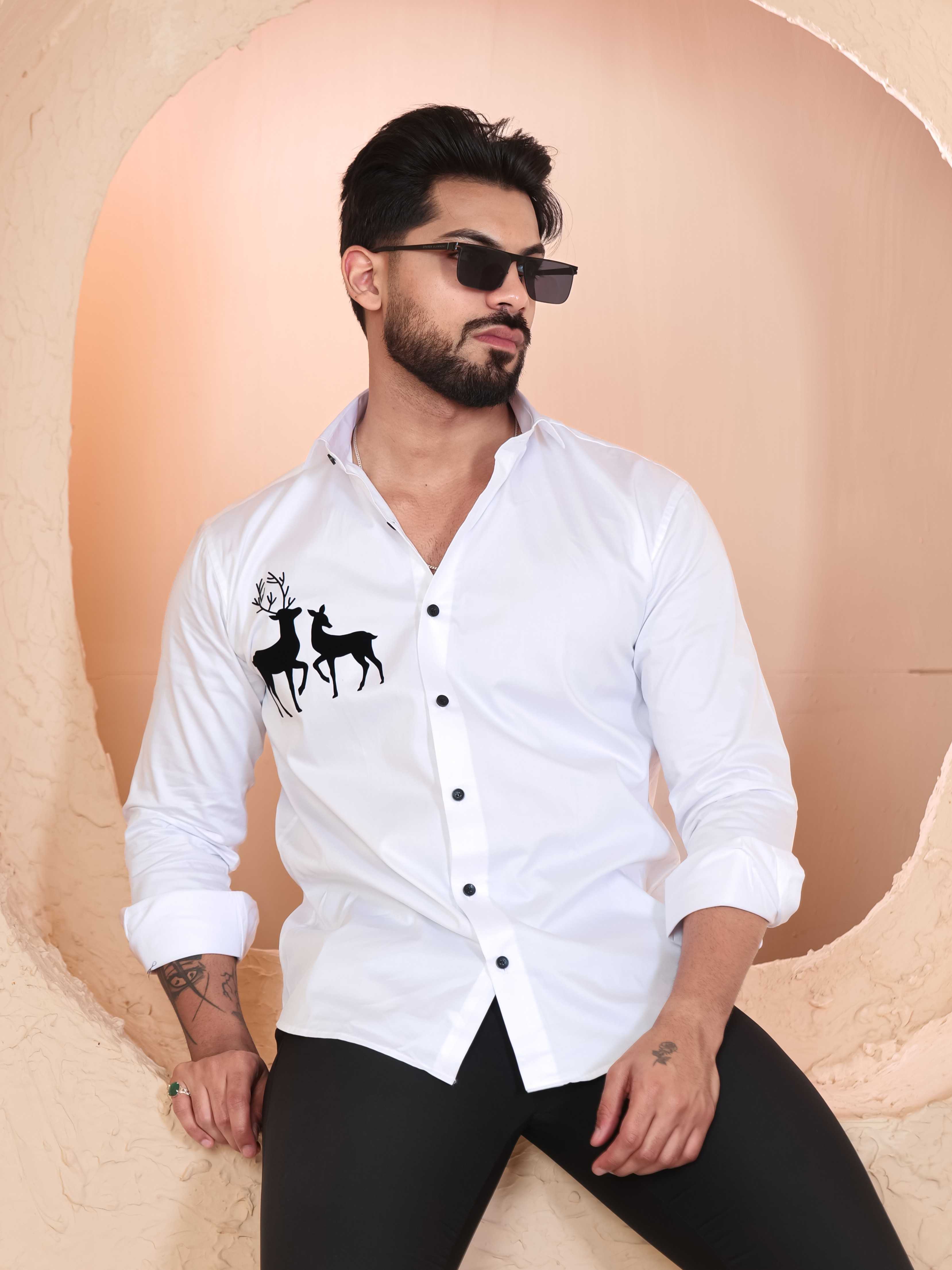 FOOMER WHITE DEER DESIGNER SHIRT FOR MEN'S - Image 4