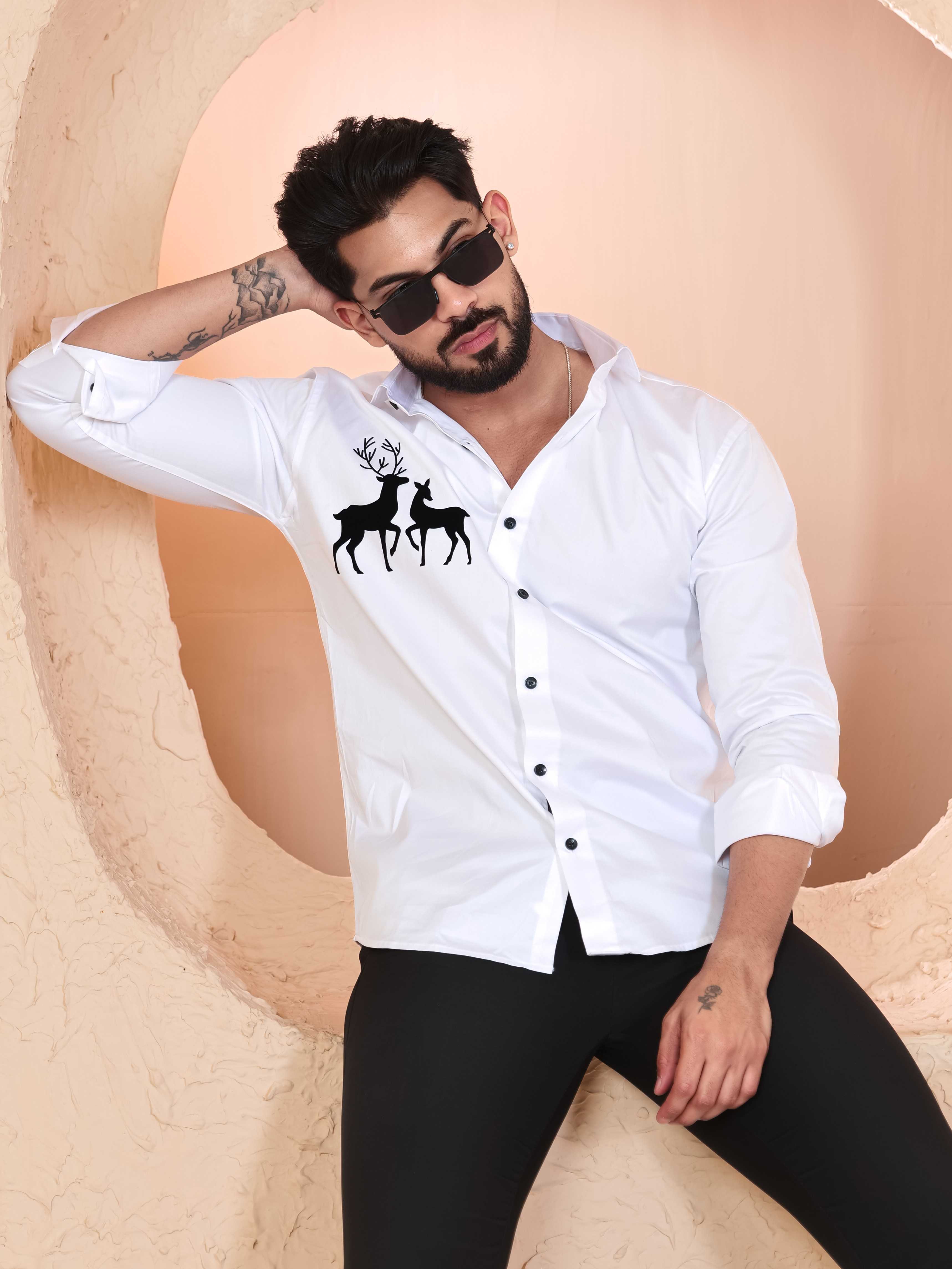 FOOMER WHITE DEER DESIGNER SHIRT FOR MEN'S - Image 5