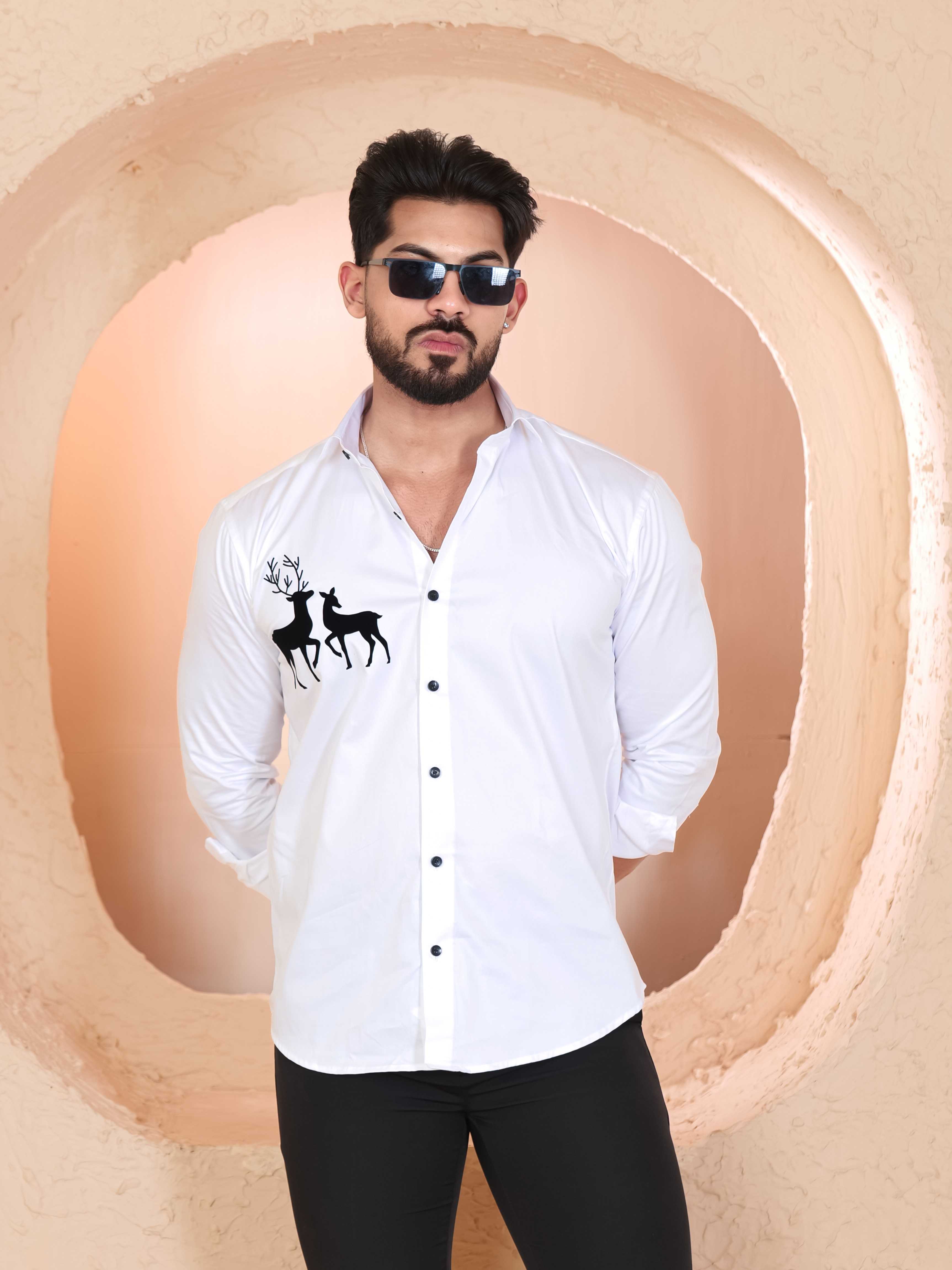 FOOMER WHITE DEER DESIGNER SHIRT FOR MEN'S - Image 7