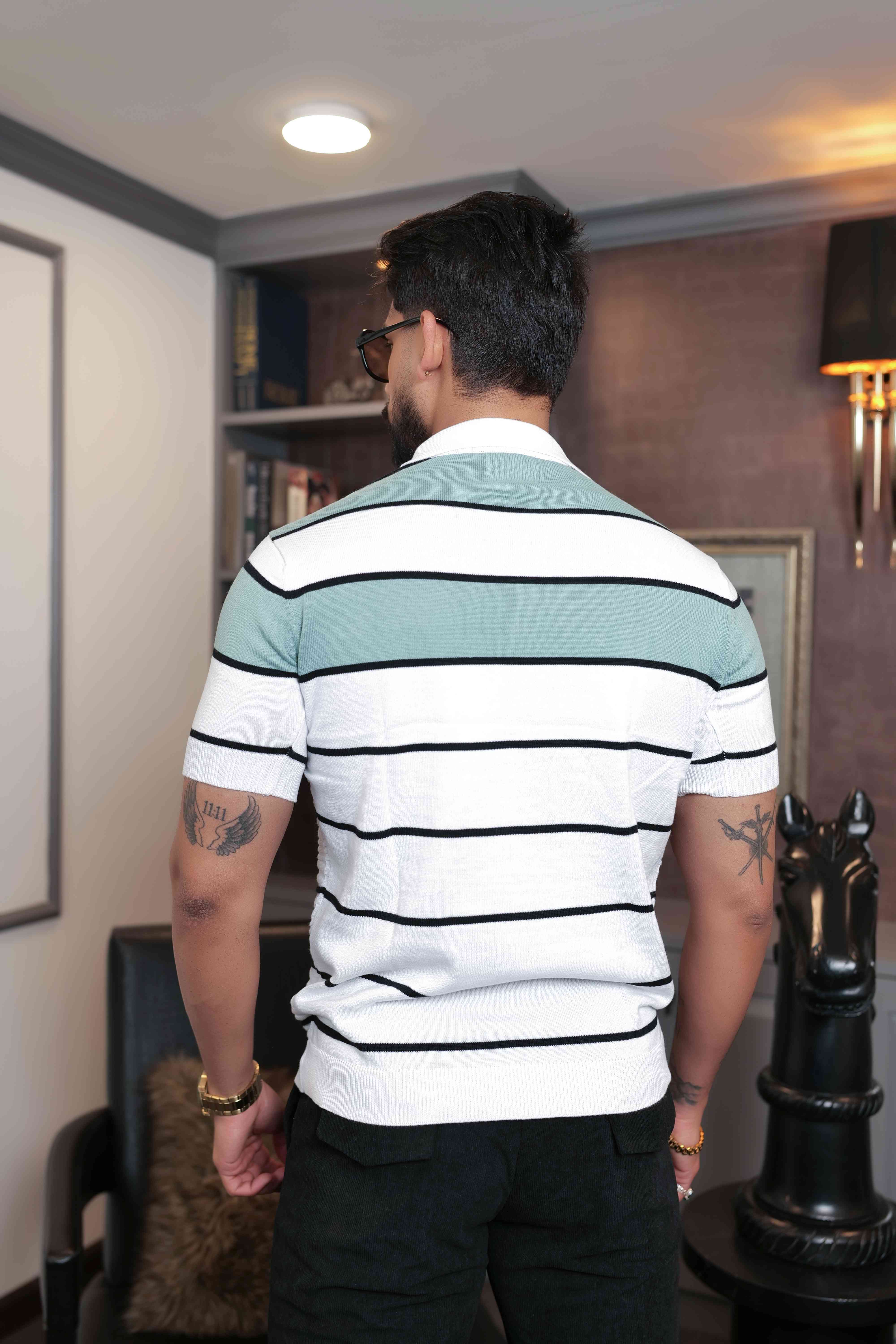 FOOMER WHITE HALF SLEEVE KNITED TSHIRT FOR MEN'S - Image 5