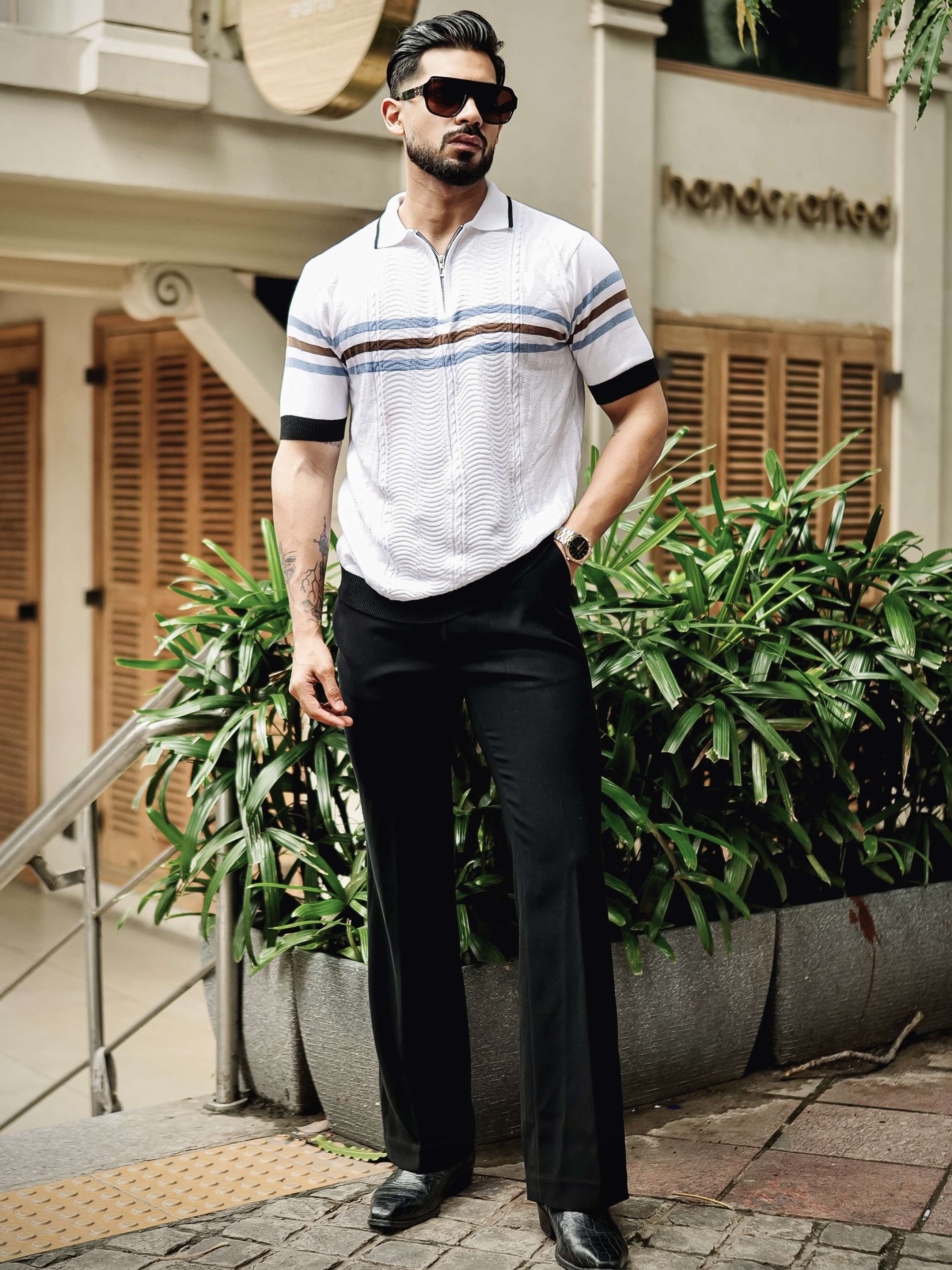 FOOMER WHITE HALF SLEEVE KNITTED TSHIRT FOR MEN'S - Image 3