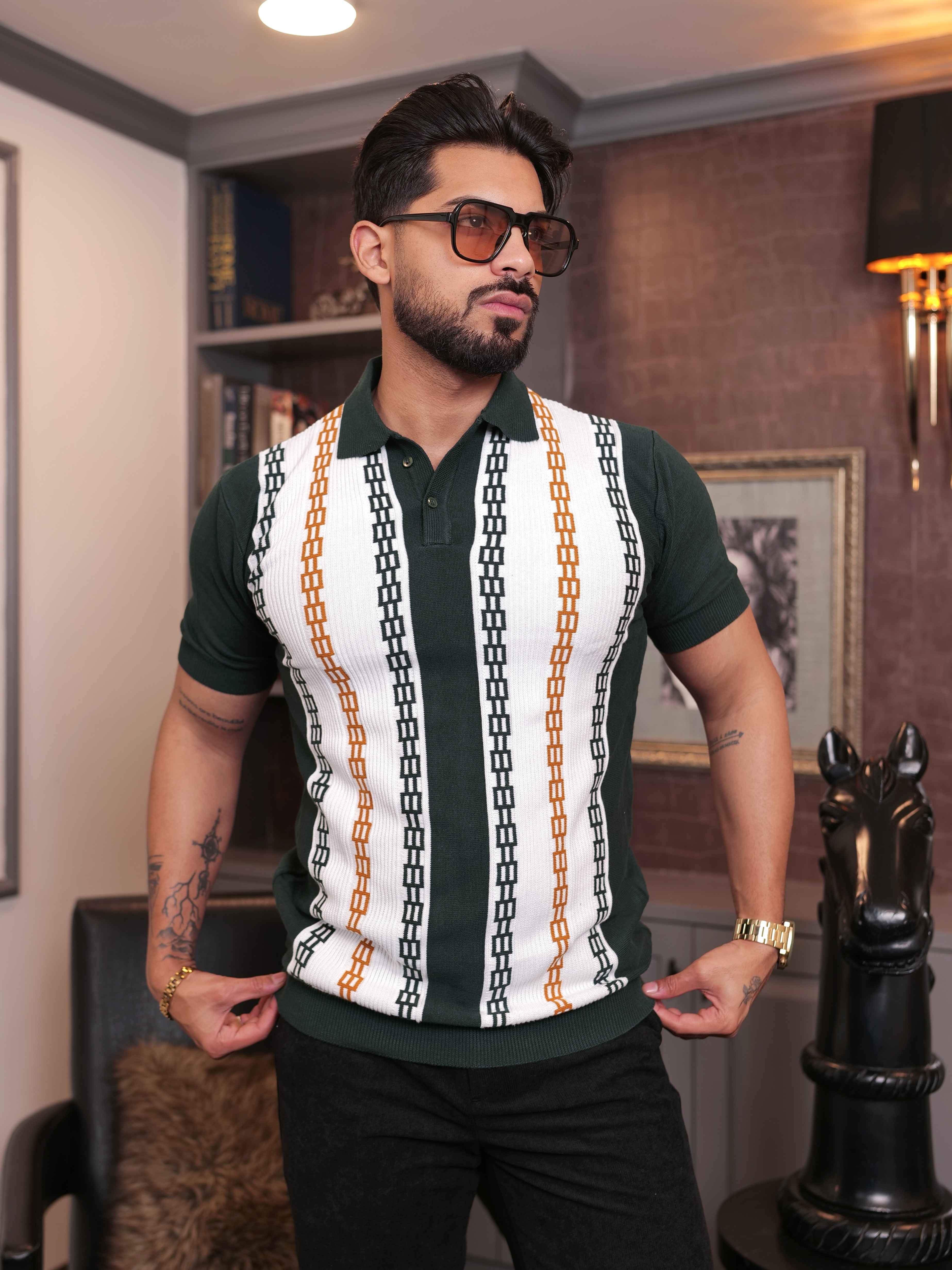 FOOMER GREEN HALF SLEEVE KNITED TSHIRT FOR MEN'S - Image 3