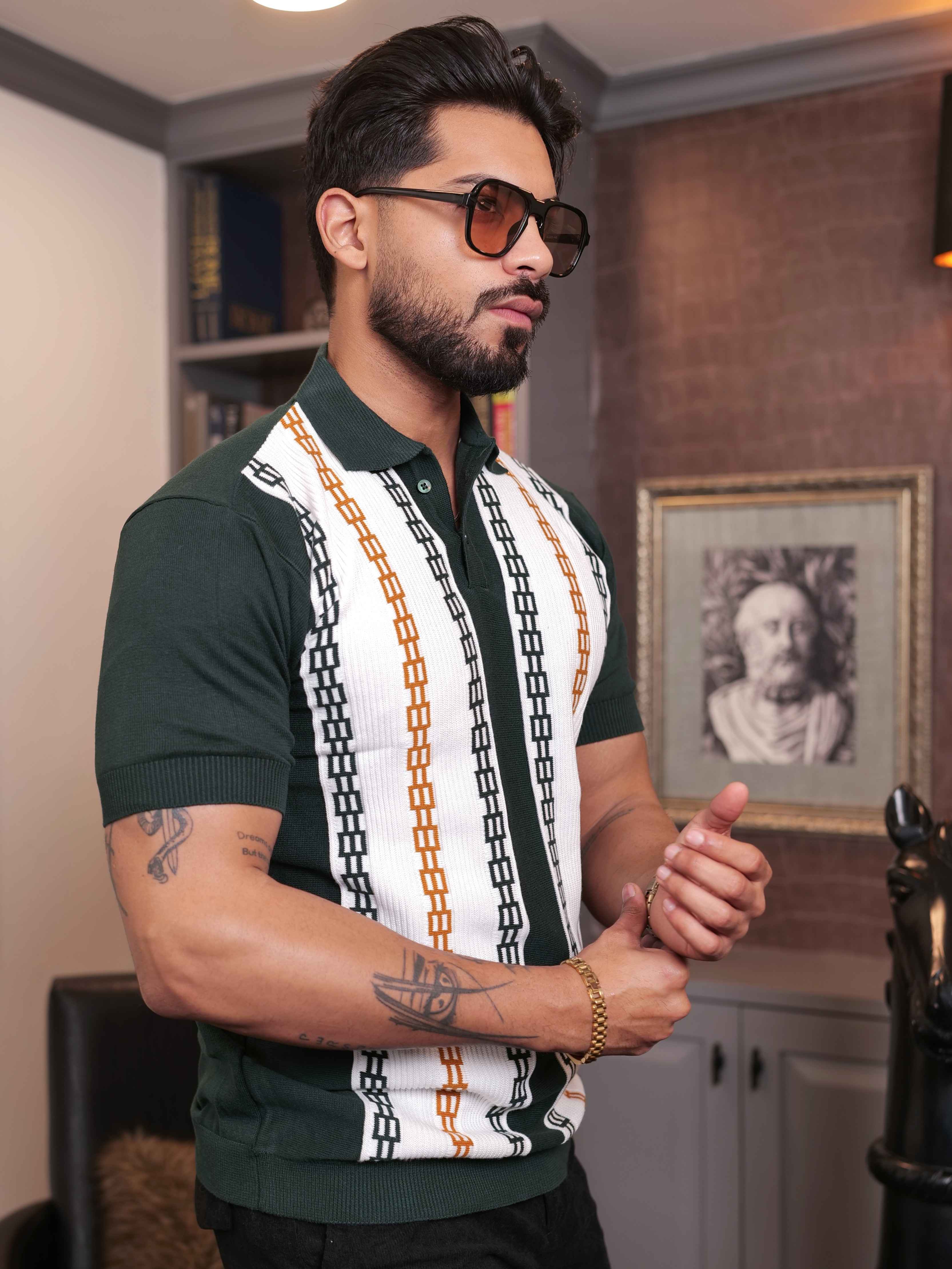 FOOMER GREEN HALF SLEEVE KNITED TSHIRT FOR MEN'S - Image 4