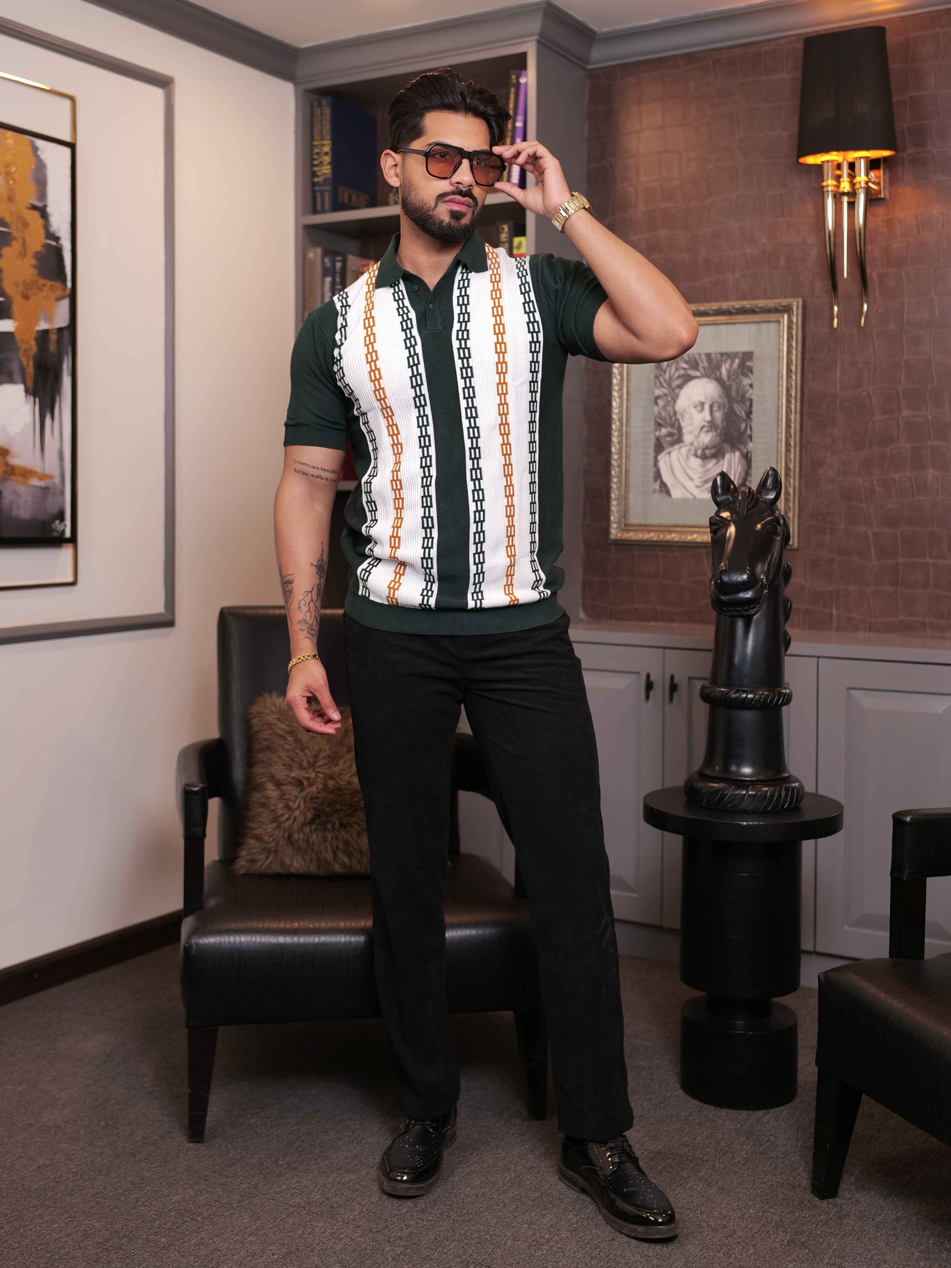 FOOMER GREEN HALF SLEEVE KNITED TSHIRT FOR MEN'S - Image 7