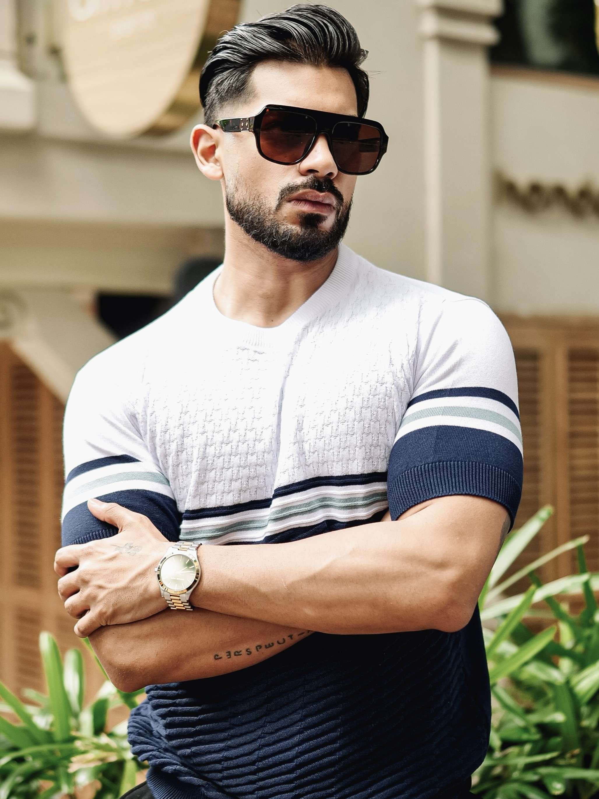FOOMER NAVY HALF SLEEVE KNITTED TSHIRT FOR MEN'S - Image 4