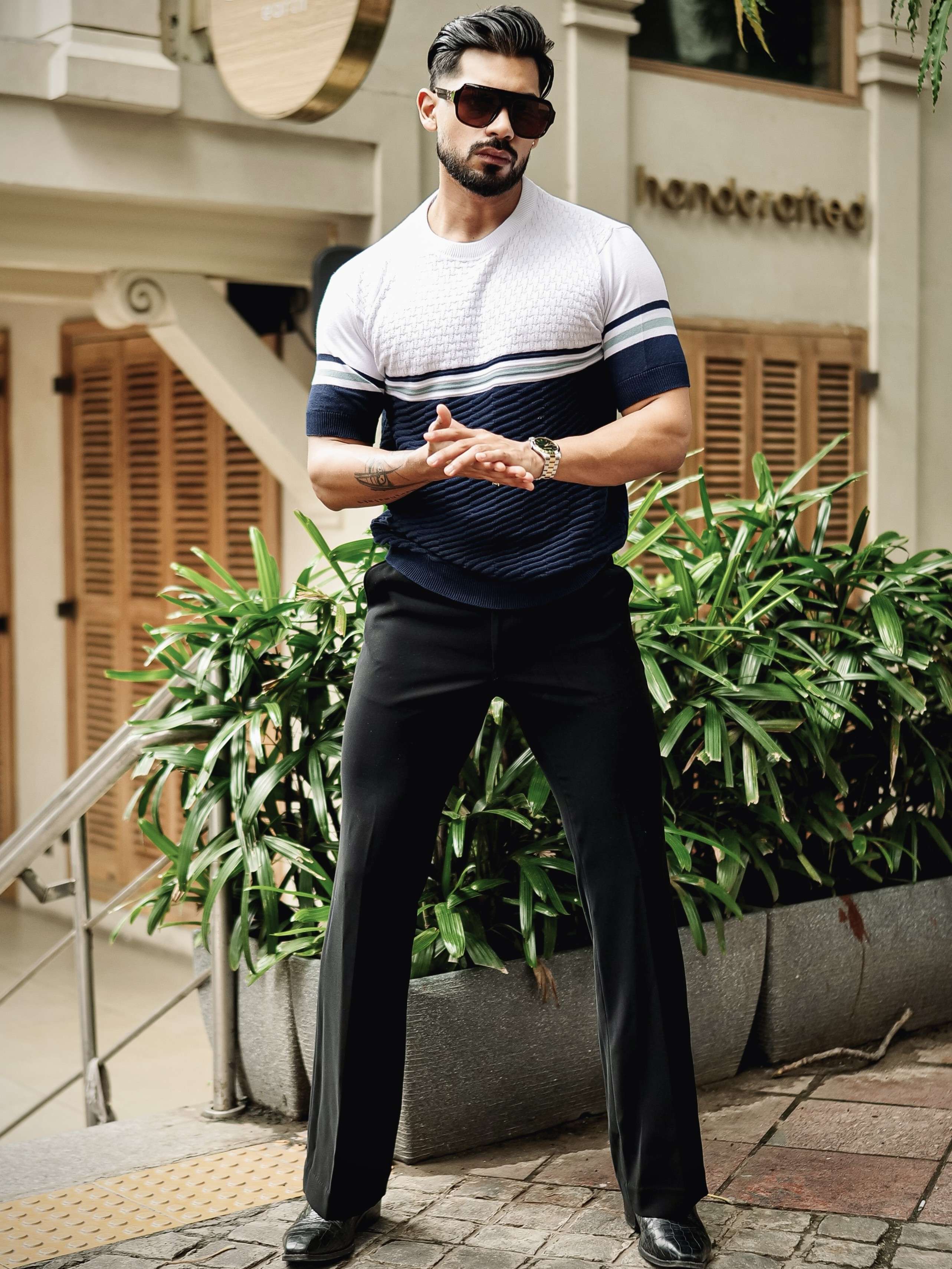 FOOMER NAVY HALF SLEEVE KNITTED TSHIRT FOR MEN'S - Image 7