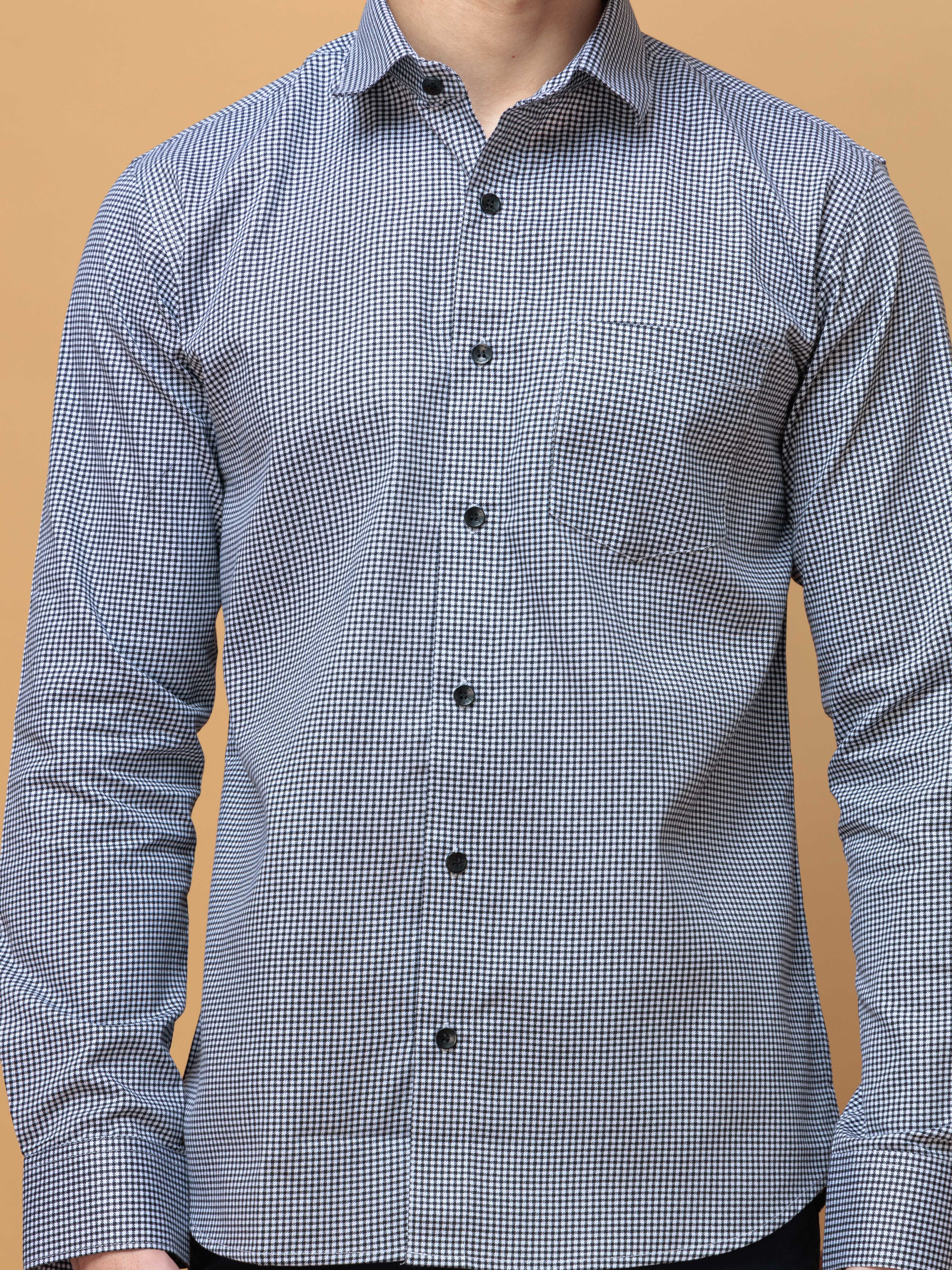 FOOMER WHITE MINI CHECKED COTTON CASUAL SHIRT FOR MEN'S - Image 2