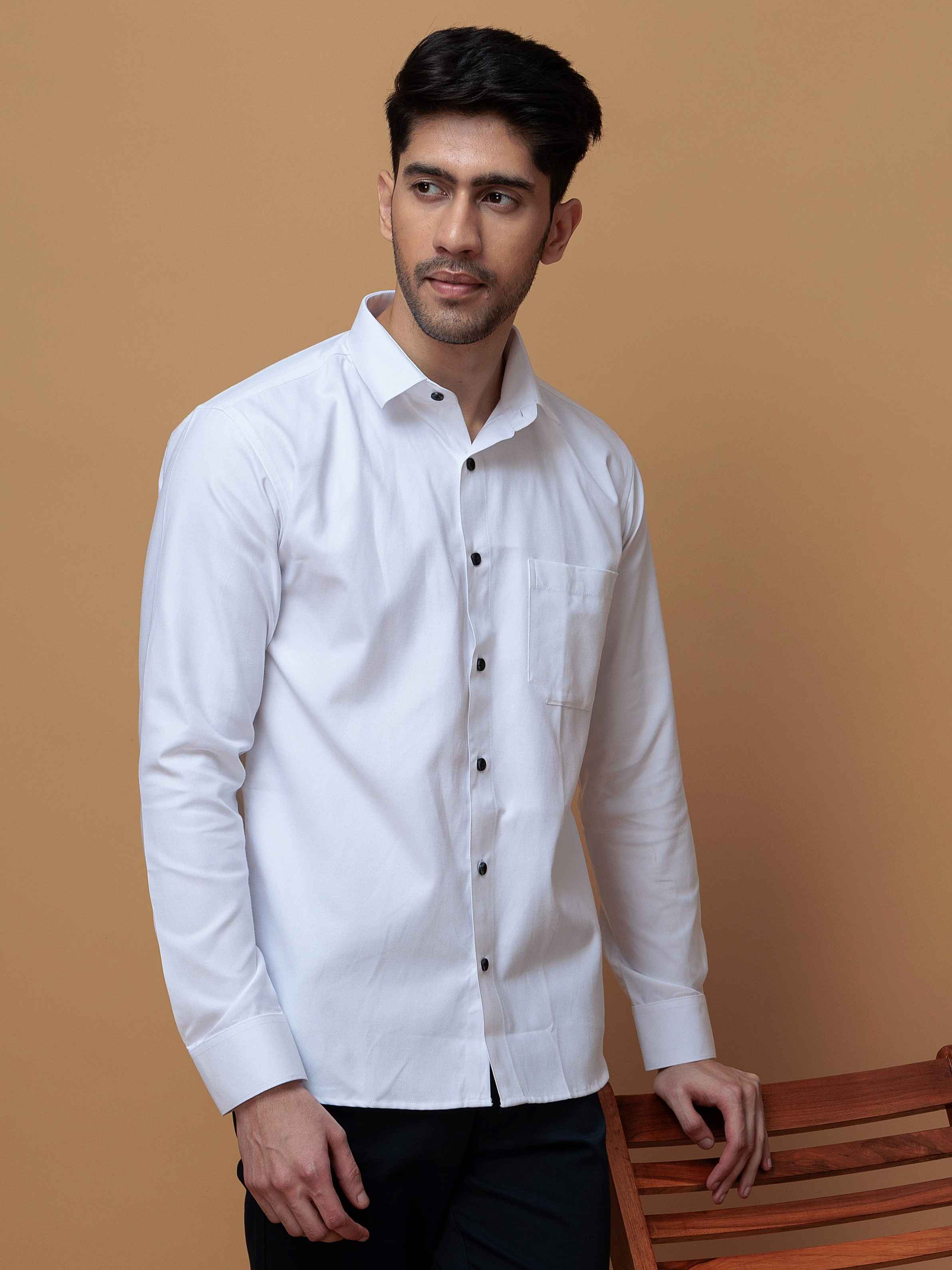 FORMAL WHITE PLAIN OXFORD COTTON CASUAL SHIRT FOR MEN'S - Image 8