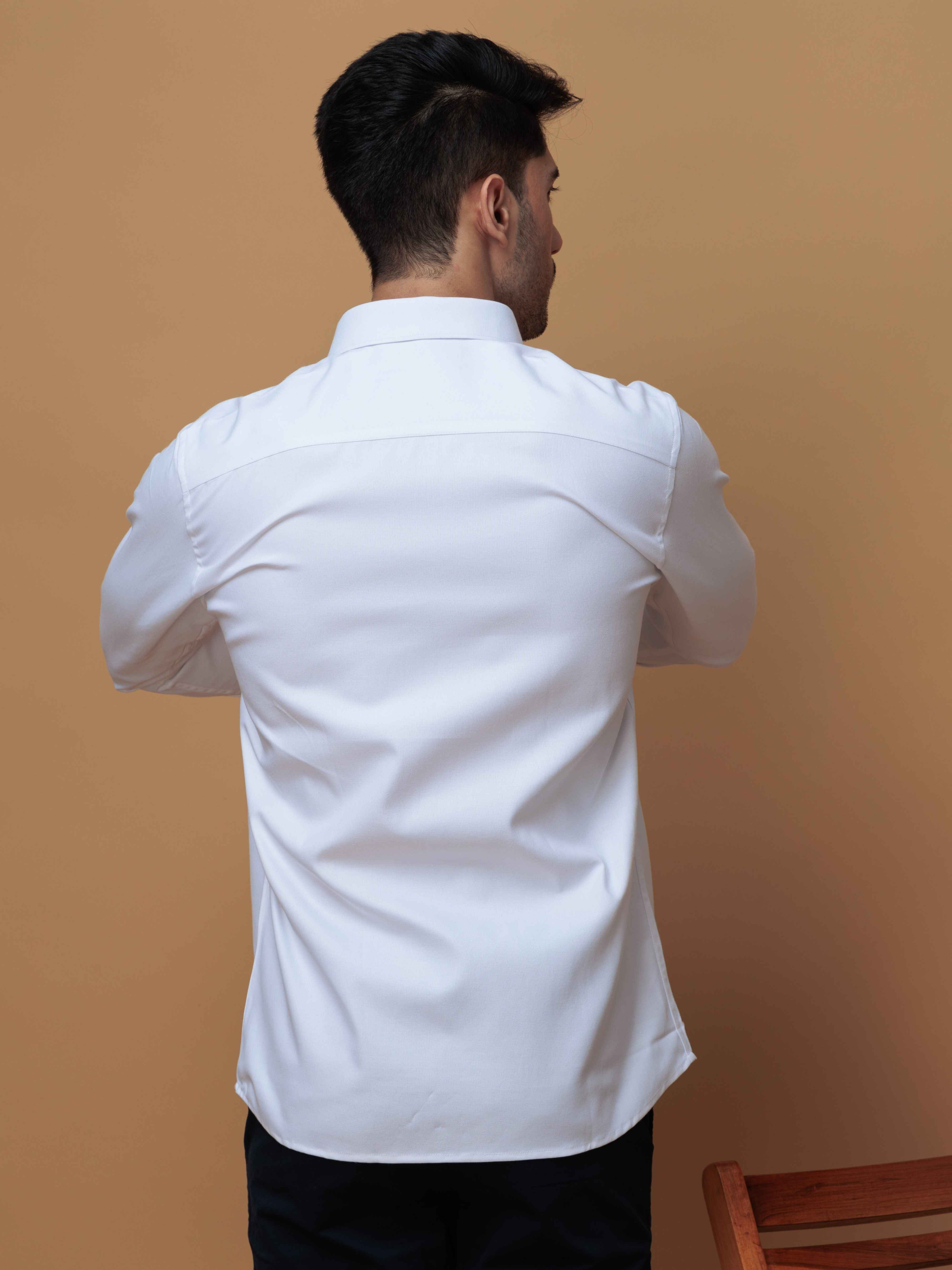 FORMAL WHITE PLAIN OXFORD COTTON CASUAL SHIRT FOR MEN'S - Image 9