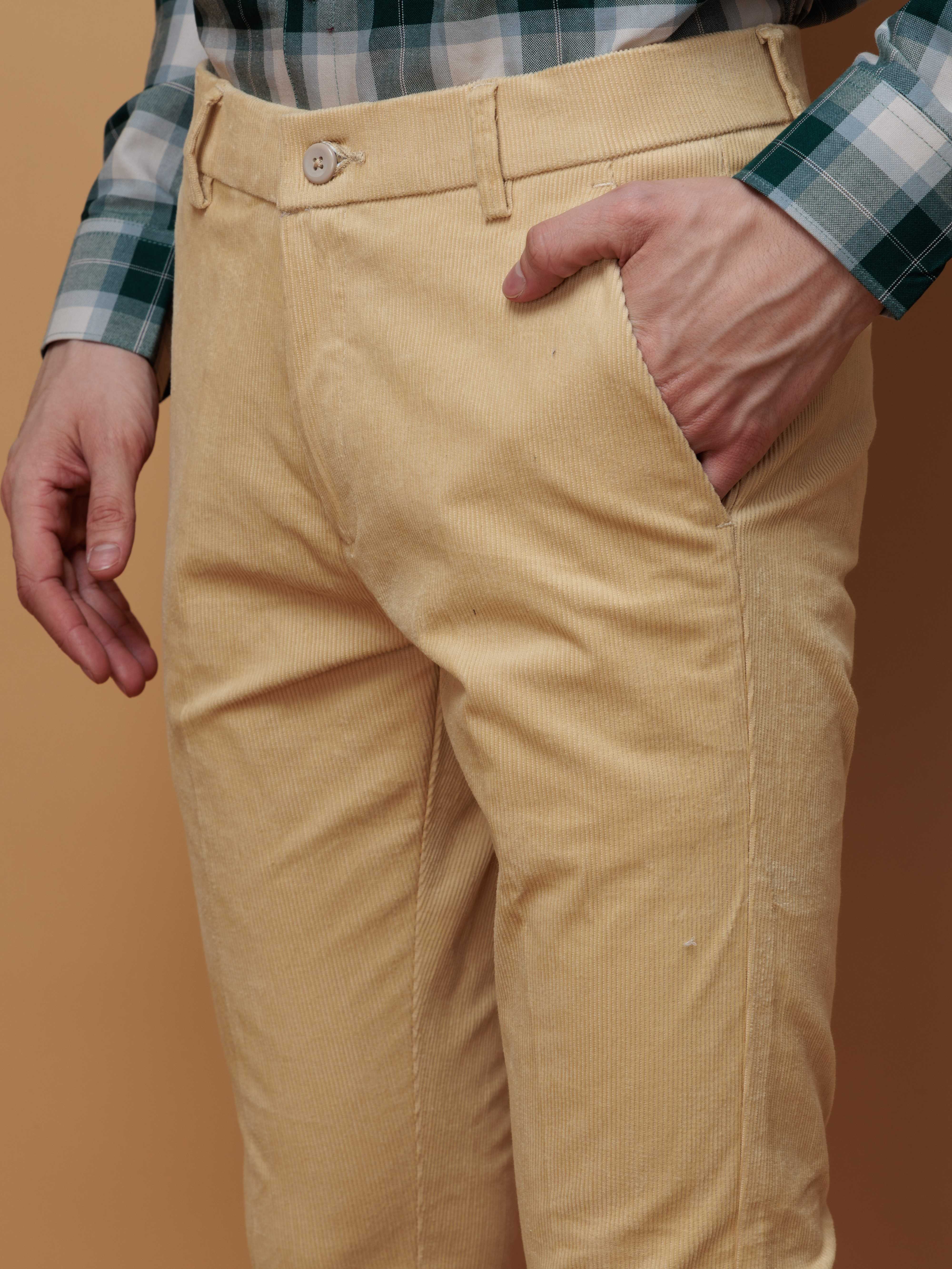 FOOMER YELLOW CORDUROY RELAXED FIT TROUSERS FOR MEN'S - Image 3