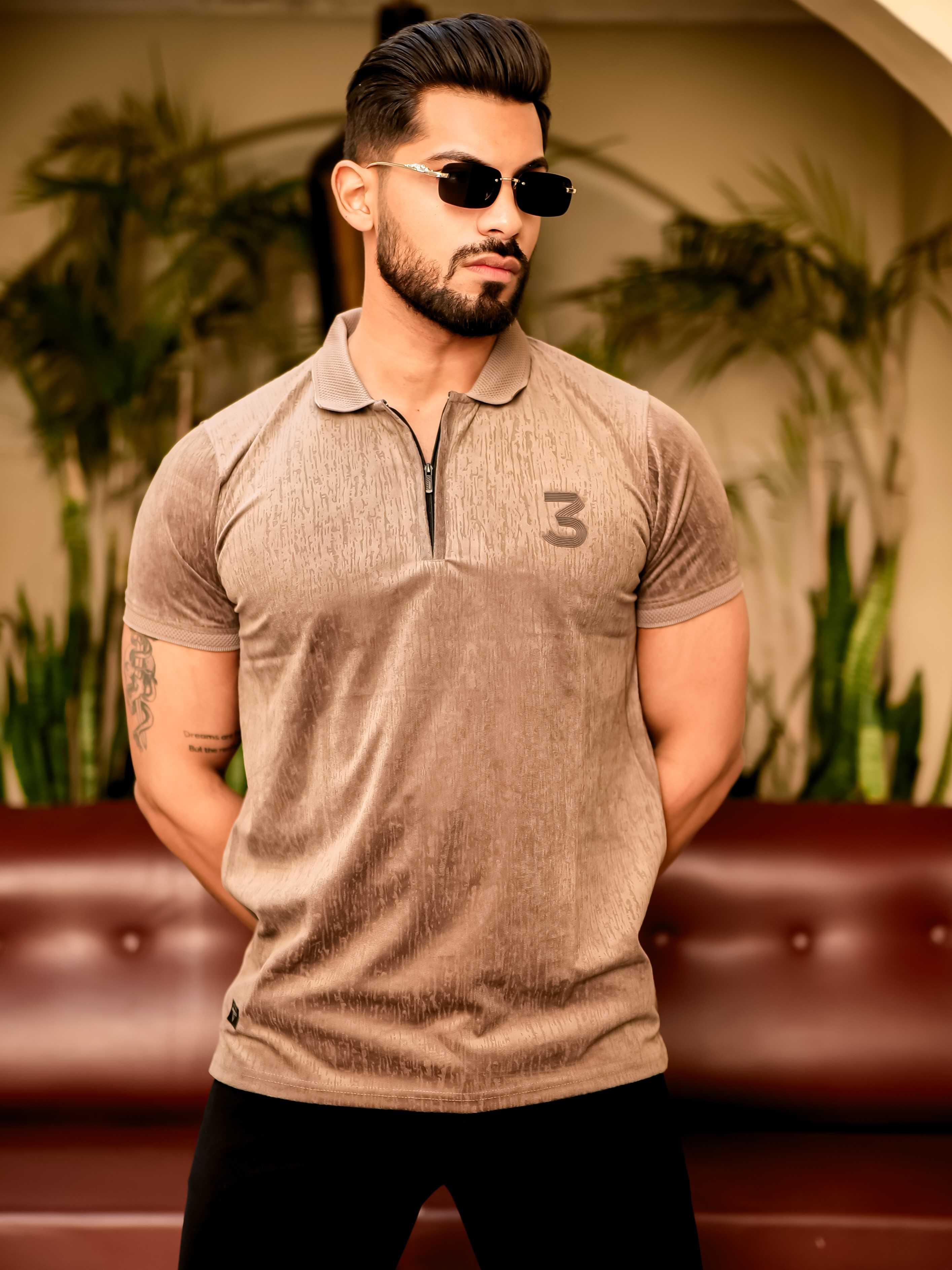 French Beige Polo Imported Cotton Half Sleeve Premium Designer T-Shirt - Image 6