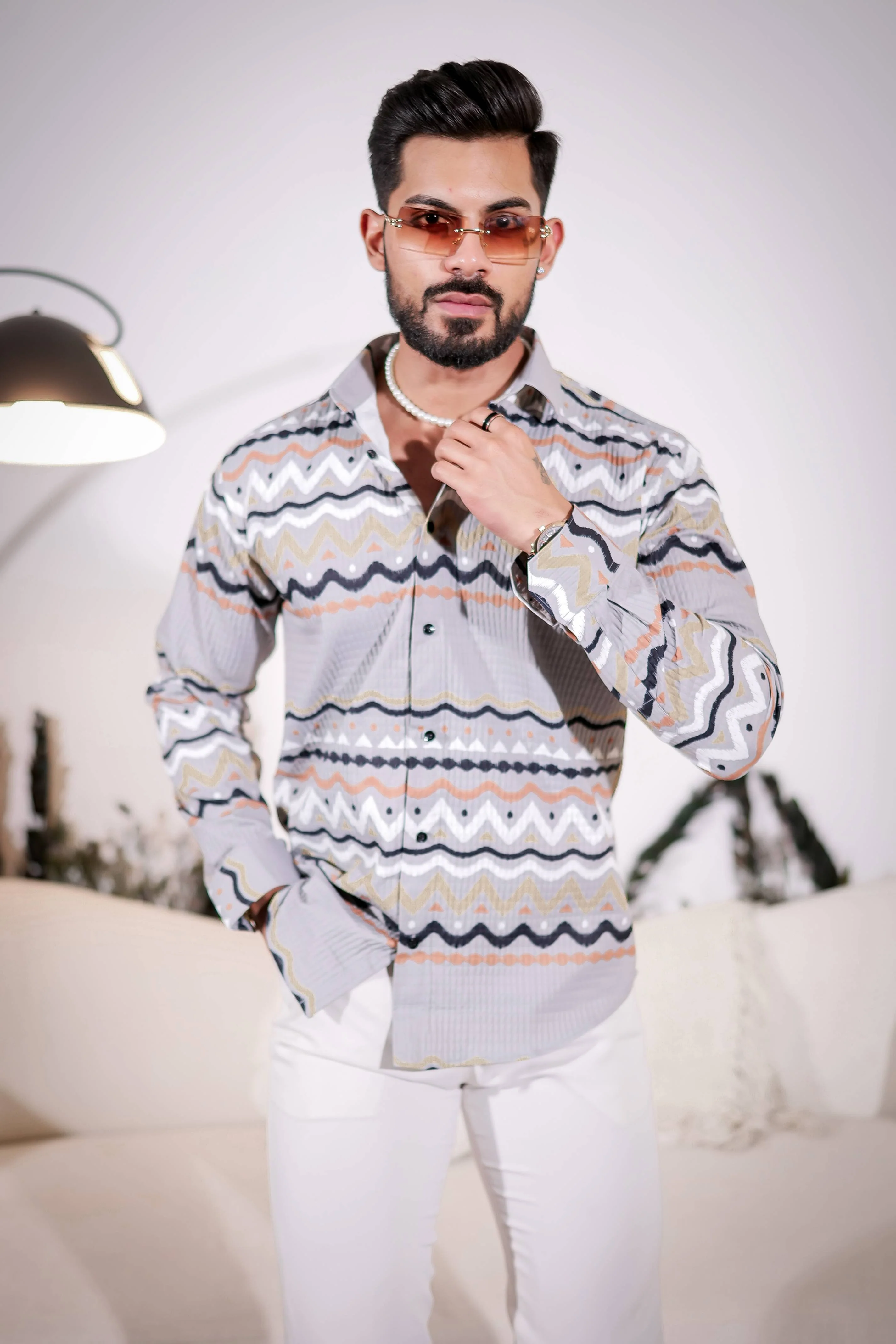 French Grey Imported Premium Shirt for Men's - Image 7